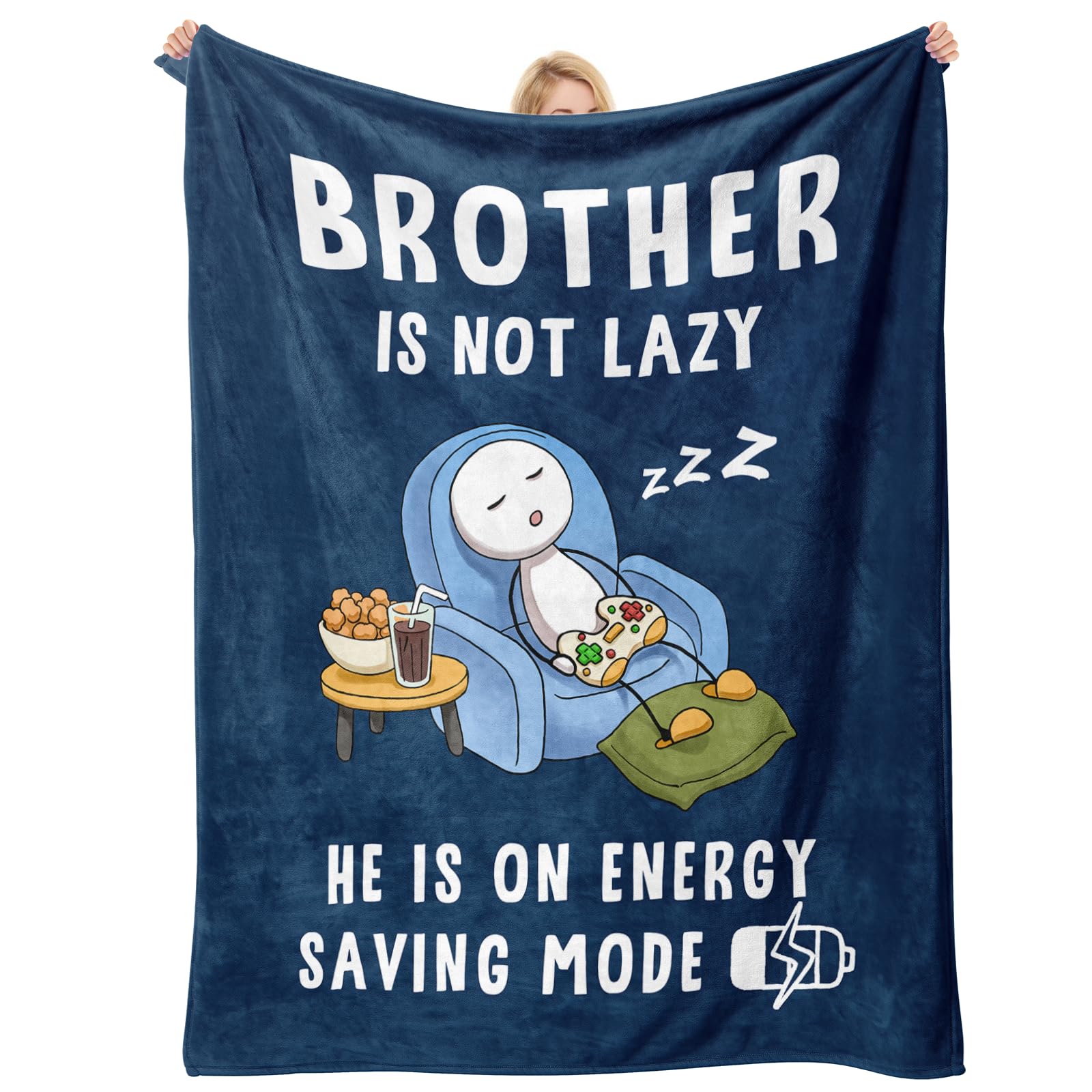 Hakumata Fathers Day Brother Gifts, Big Brother Birthday Gifts, Funny Birthday Father's Day Presents for Brothers, Best Brothers Gift from Sister, Energy Saving Mode Blanket Blue 157x132CM