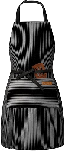 Delantal ajustable con 2 bolsillos para cocinar, cocina, restaurante, delantales para mujeres y hombres