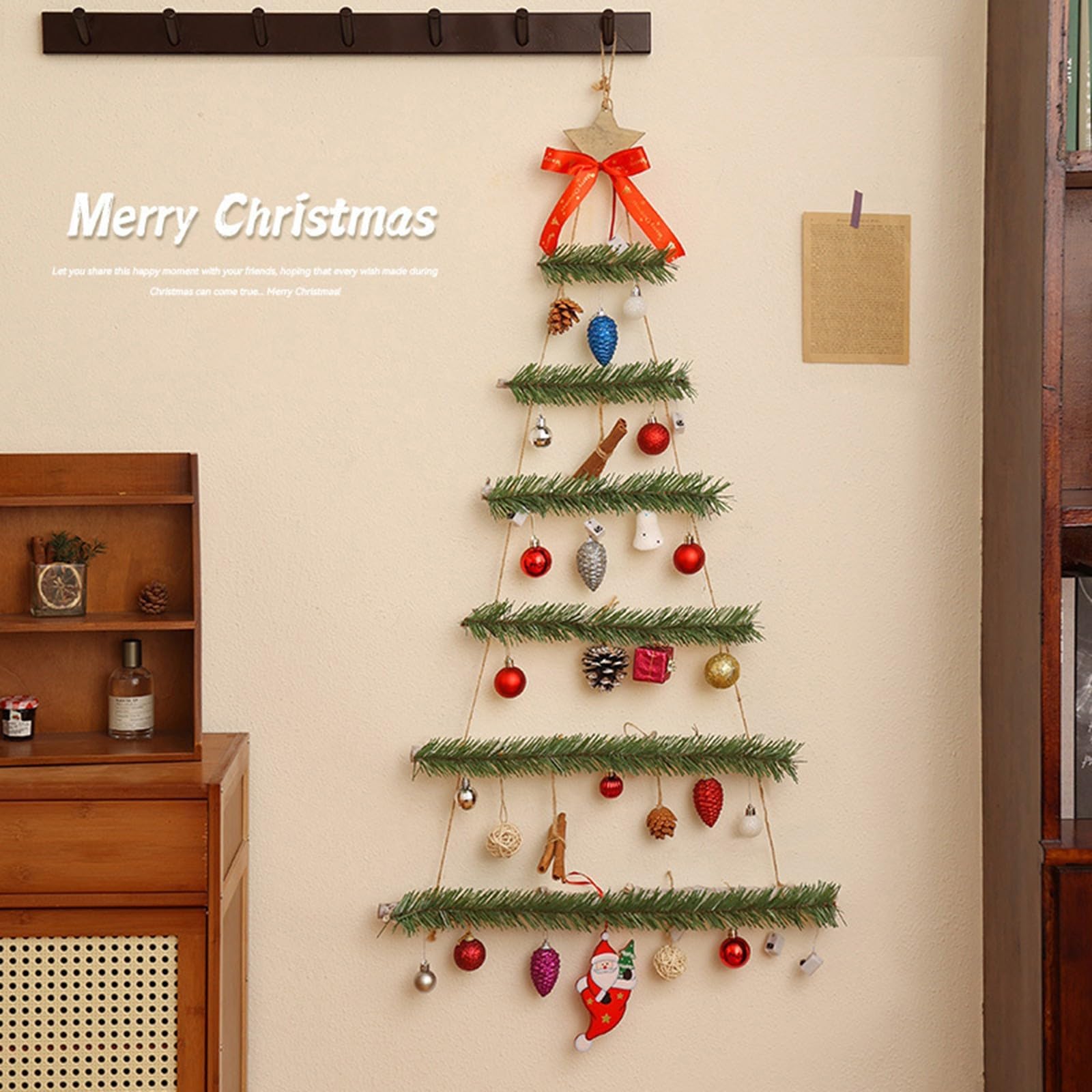 ACAREY Weihnachtsdeko LED Weihnachtsbeleuchtung Aus Holz, 113CM Wand Weihnachtsbaum Beleuchtung Fensterbeleuchtung, LED Lichterkette Sterne Licht Für Innen Außen Weihnachtsdeko Fenster (Grün)