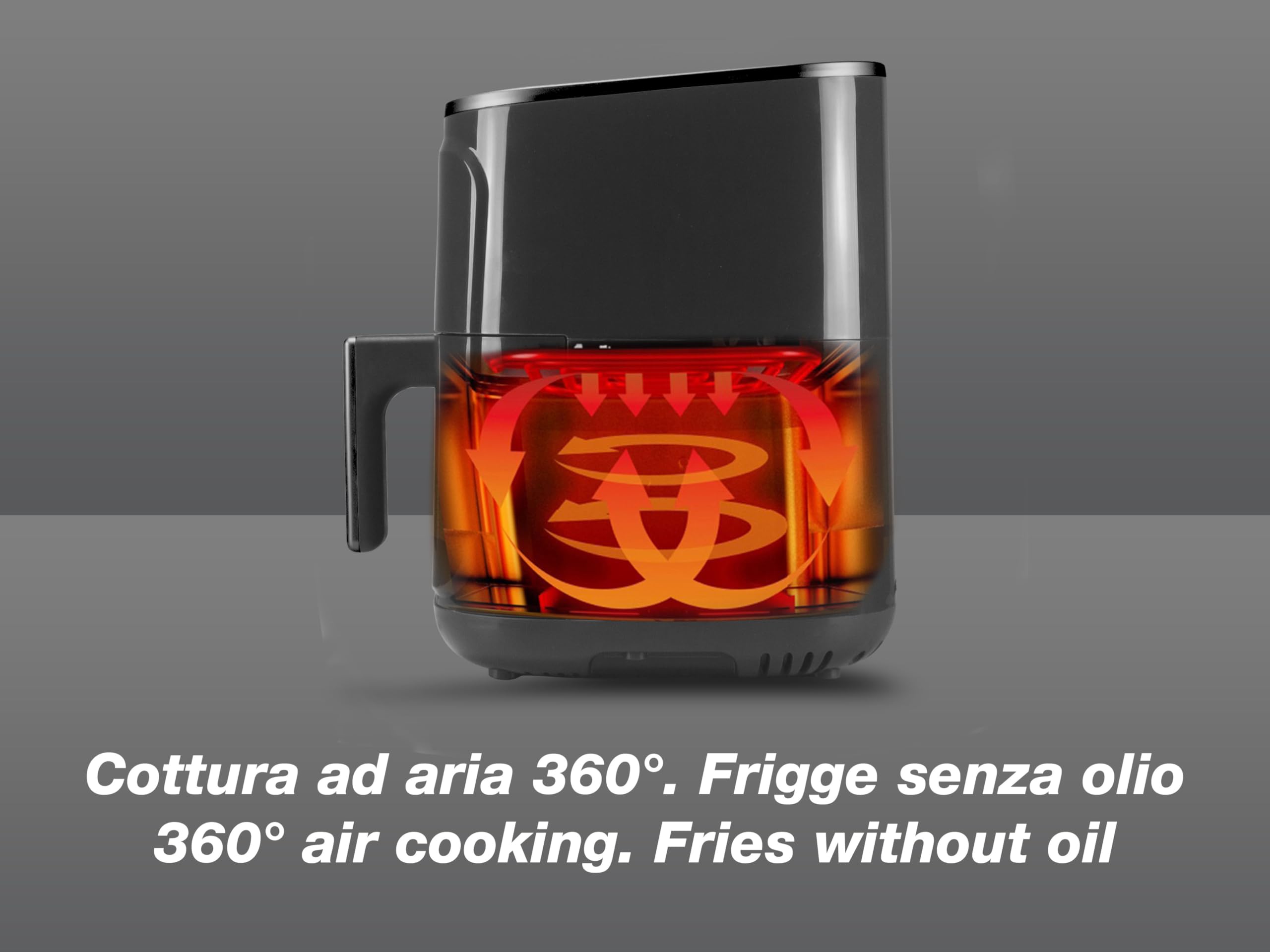 BEPER P101FRI051 Friggitrice ad aria calda, Friggi senza Olio 5 L, Display Touch, 8 Programmi, Regolabile fino 200°C, Timer 60 minuti, Spegnimento automatico, Nero