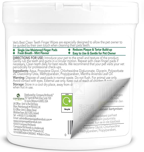 Vet's Best Dental Care Finger Wipes, Reduces Plaque & Freshens Breath, Teeth Cleaning for Dogs - 50 Disposable Wipes - 4