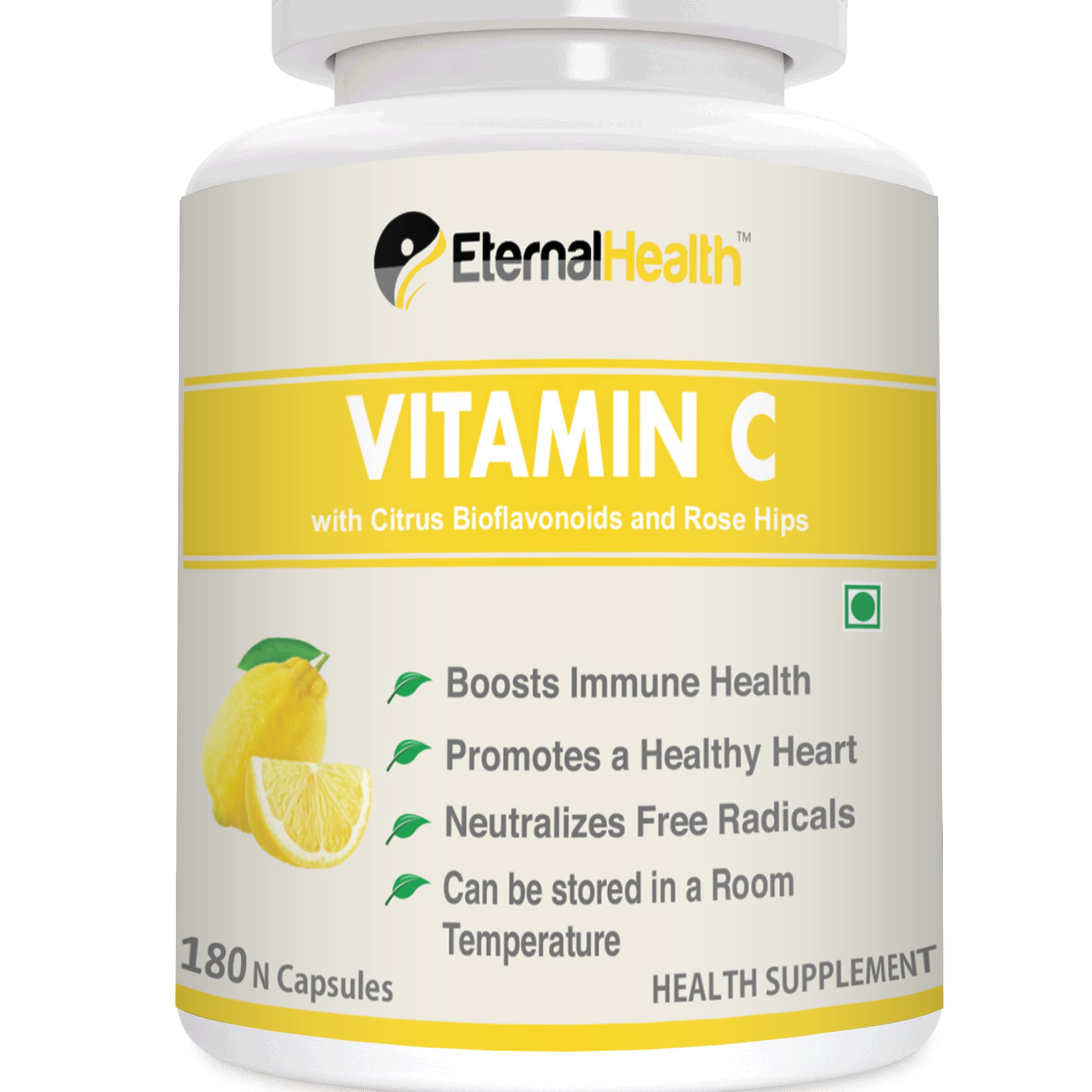 Sponsored Ad - EternalHealth Vitamin C (High Potency Form) - 180 Capsules with Citrus Bioflavanoids & Rose Hips - 180 Veg Capsules