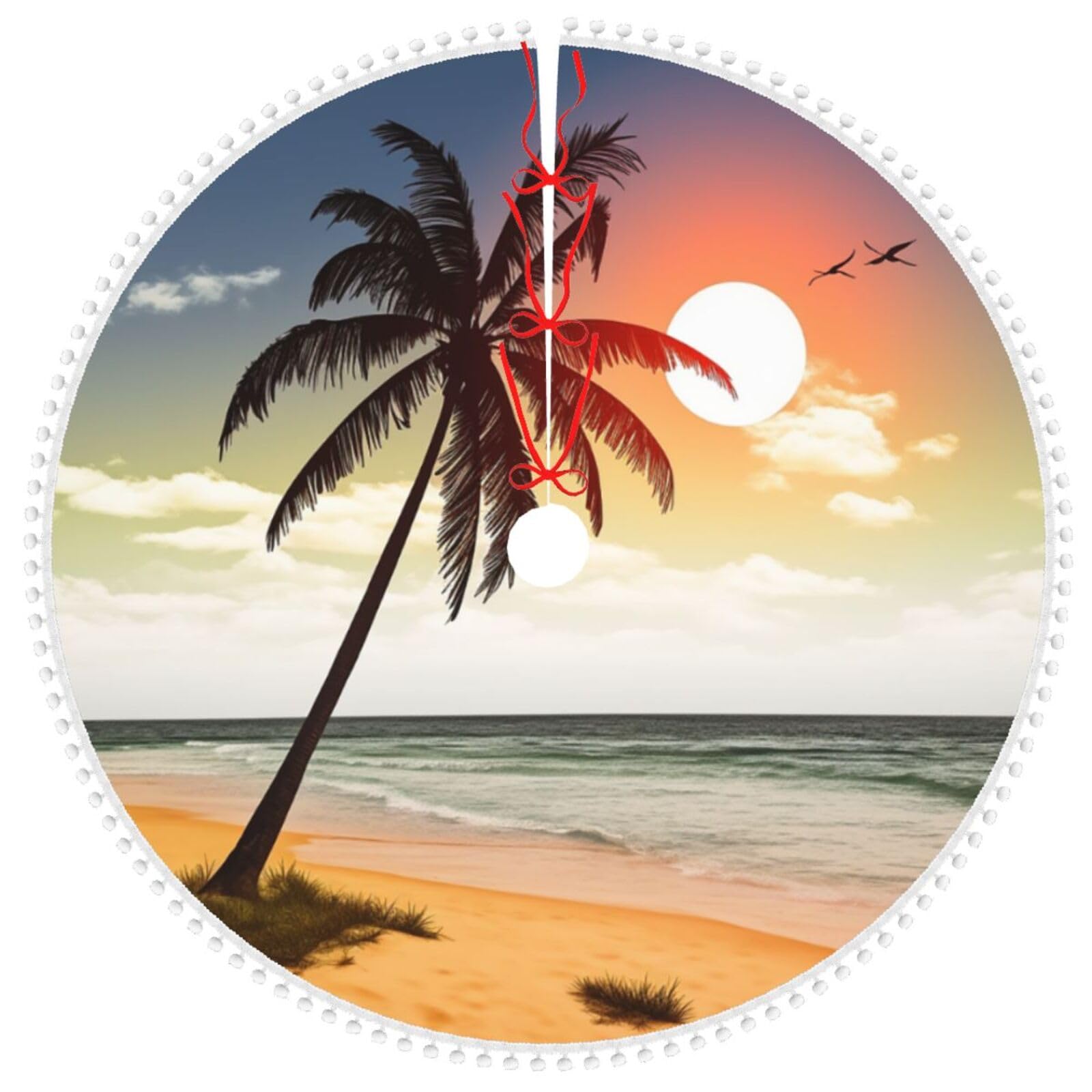 Jupe de sapin de Noël palmier plage 122 cm pour décorer votre réveillon tropical