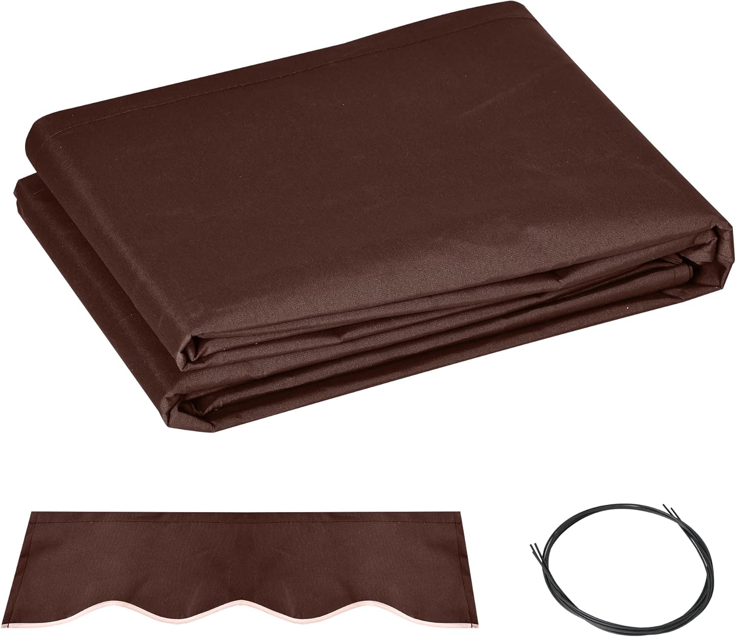 Outsunny 13' x 8' Retractable Awning Fabric Replacement Outdoor Sunshade Canopy Awning Cover, UV Protection, Coffee