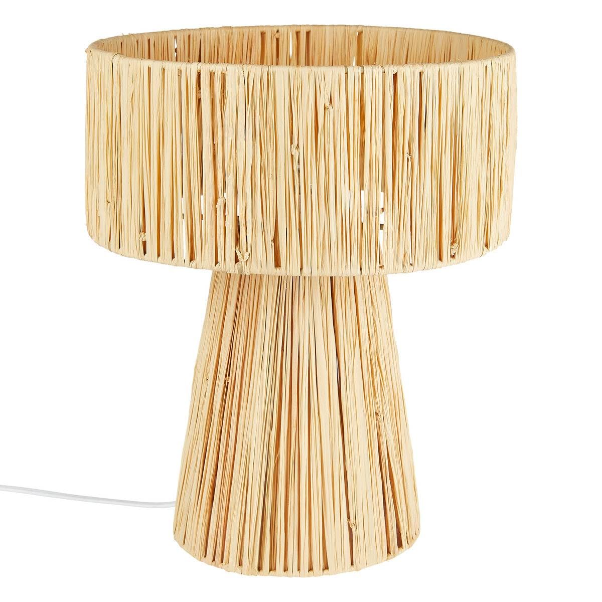 Atmosphera - Lámpara de mesa "orane" rafia beige h34cm