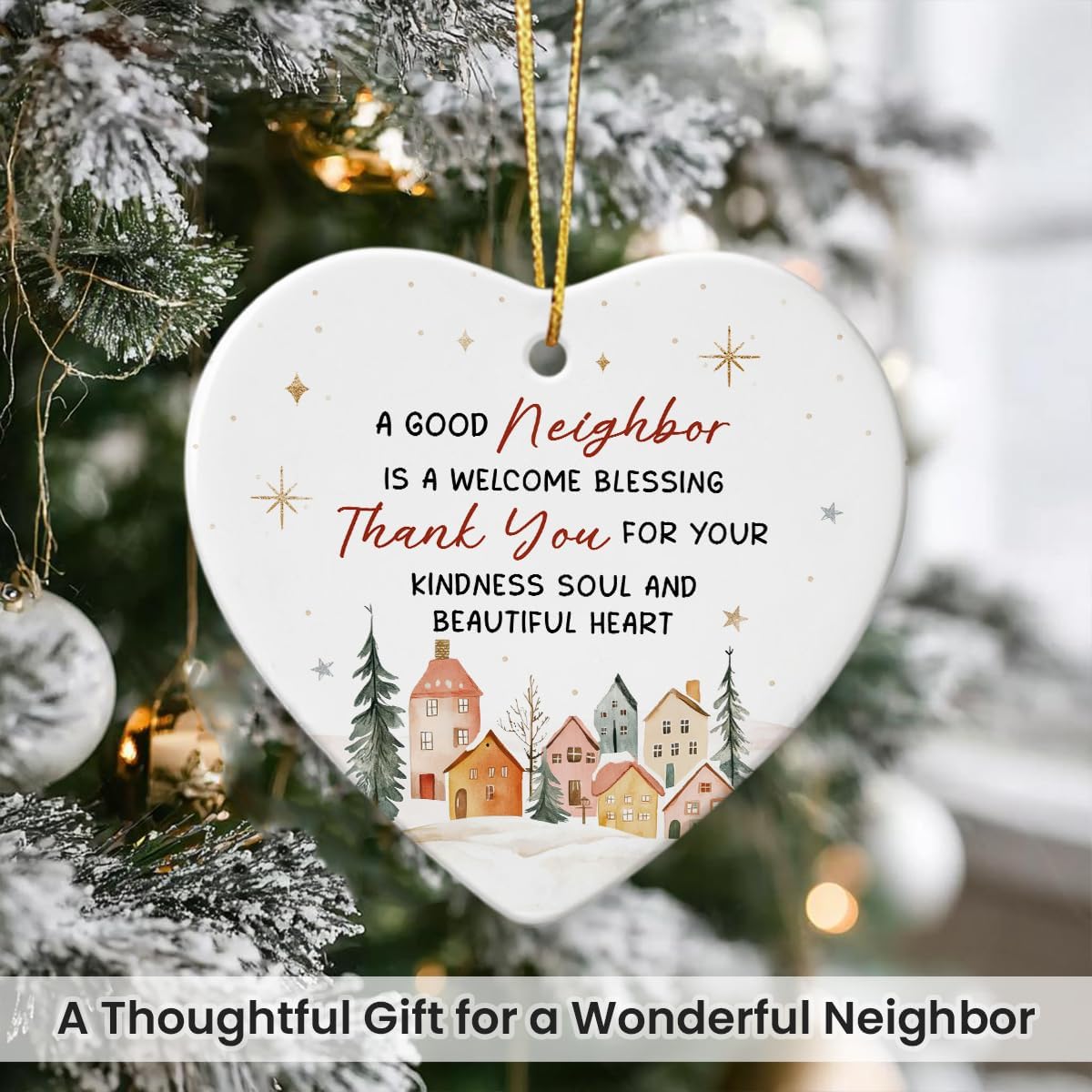 Neighbors Ornament 2026 - Thank You Gifts for Good Neighbors and Friends Next Door, Xmas Appreciation Gift for Women Man, Ceramic Ornaments for Christmas Tree Decor, Cute for Neighbor - Image 6