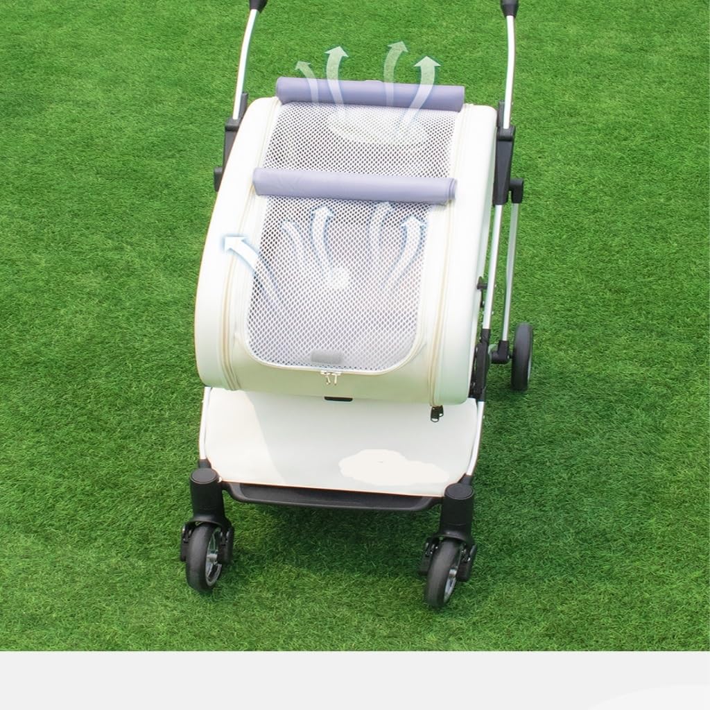 Pet Strollers Pet Stroller Folding Pet Stroller Suitable for Cats and Dogs Lightweight and Breathable Pet Stroller Pet Stroller Medium(White)