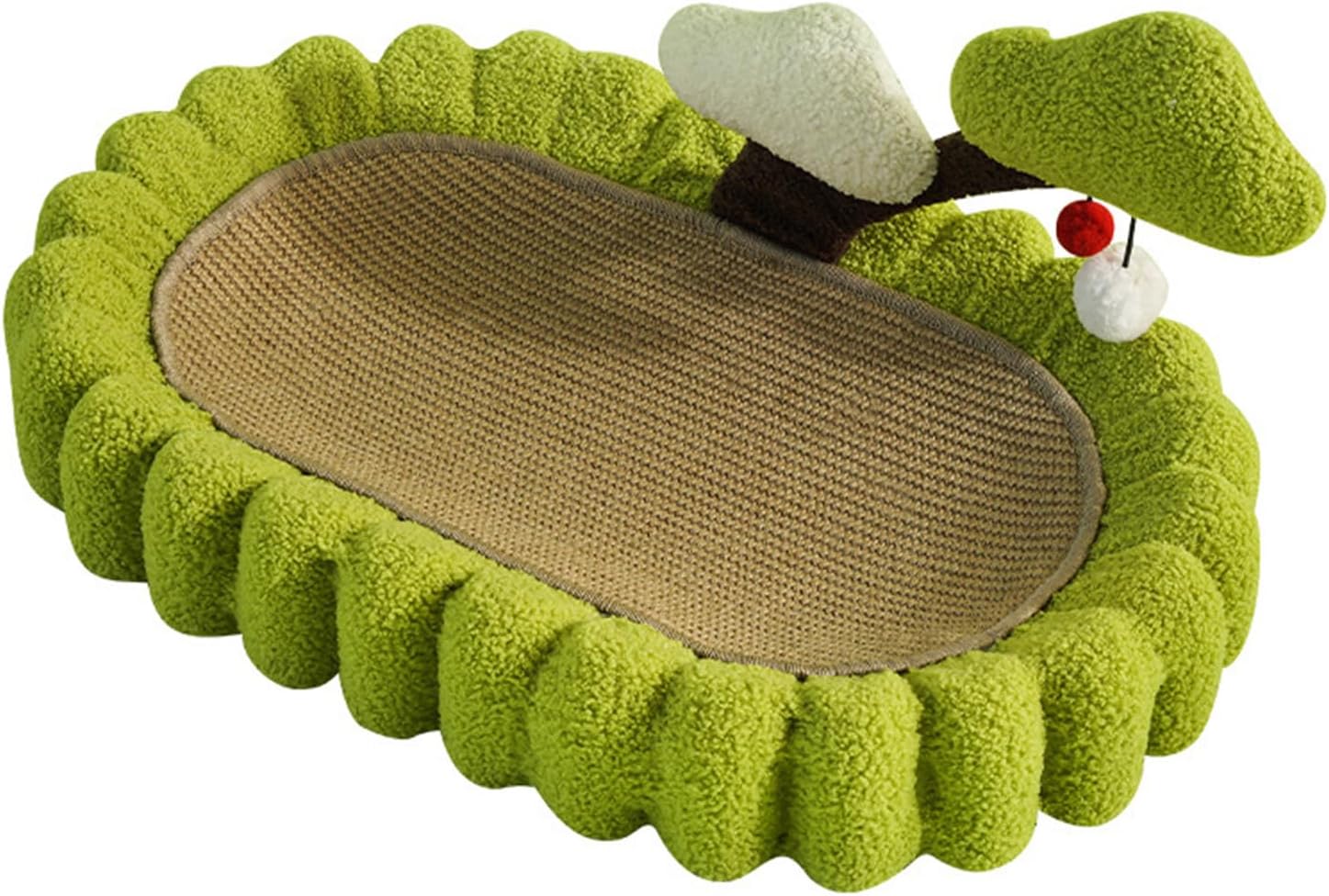 PawZen Cat Scratcher Bed with Abrasion Sisal Pad Money Tree Shape Interactive Lounge for Indoor Cats