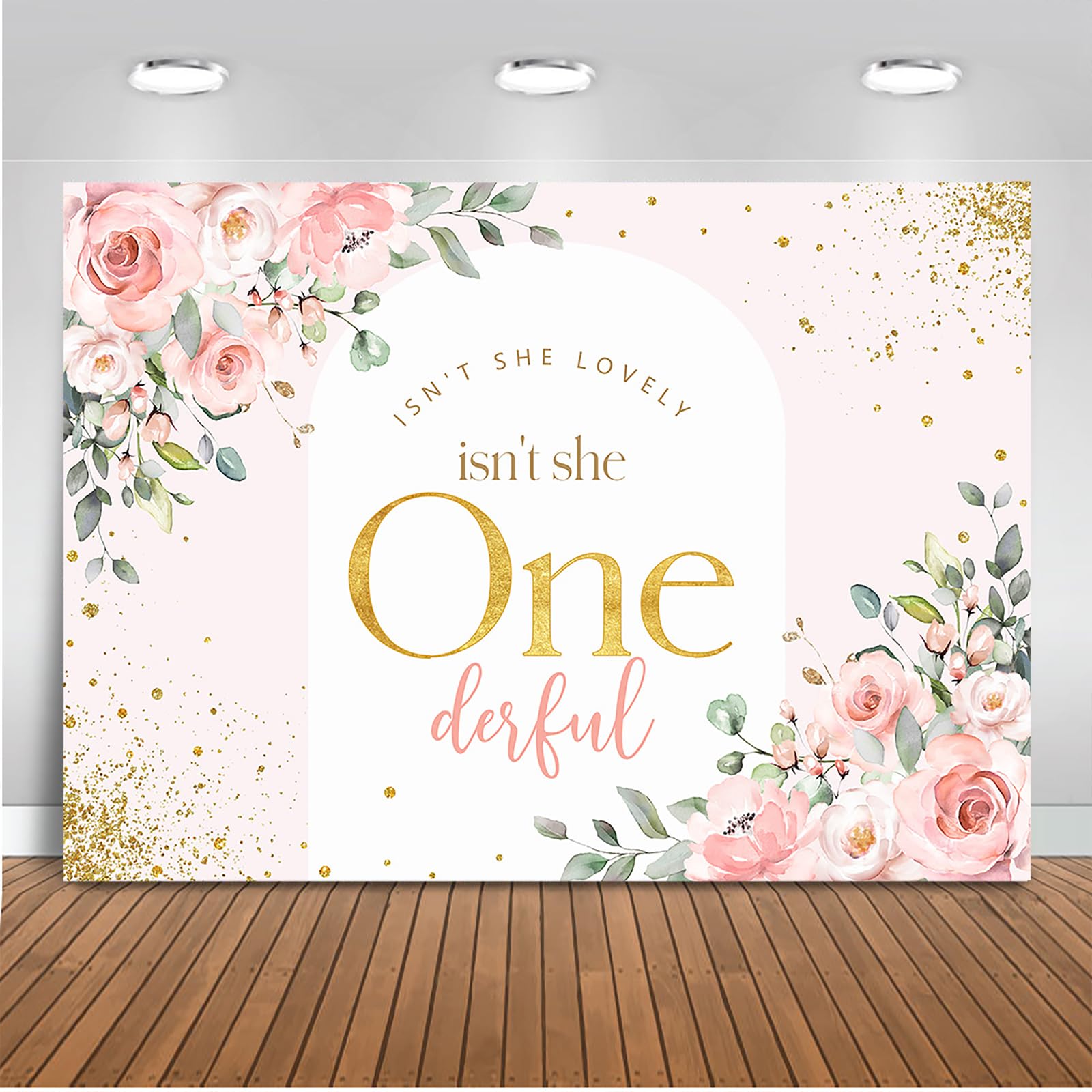 Mocsicka Isn't She Lovely Isn't She Onederful Backdrop Pink Floral Girl 1st Birthday Decorations Miss Onederful Sweet Baby Girl First Birthday Party