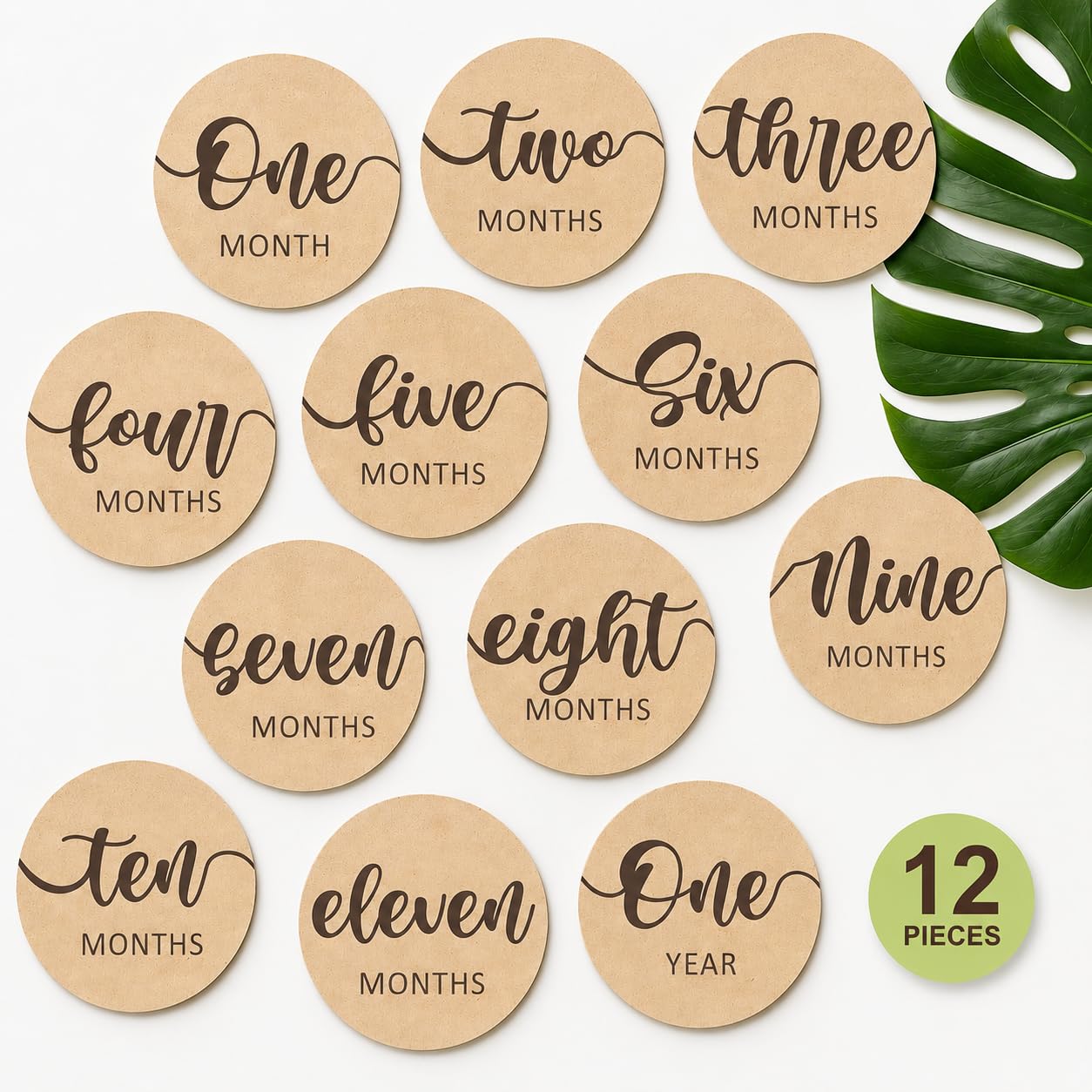 Baby Monthly Milestone Cards 12 Light Birch Monthly Baby Milestone Cards From Newborn To 1 Year Wooden Baby Photoshoot Props?? Baby Girl Or Baby Boy Newborn Gifts, 12 Count-picture-14