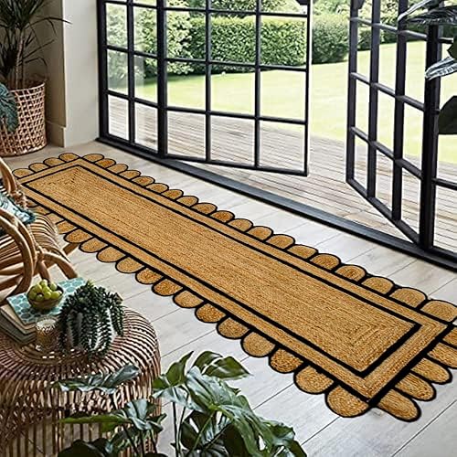 Miniatura 7 de GRUHUM Alfombra rectangular de yute de 2 pies 6 pulgadas x 8 pies, de fibra natural, rectangular, tejida a mano, estilo bohemio, rústico, vintage,