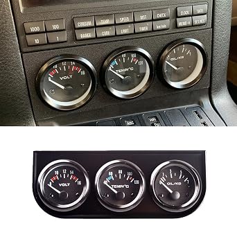 MASO 2'' Inch 52mm Oil Temp Oil Pressure Volts Triple Gauge 3in1 Kit Black