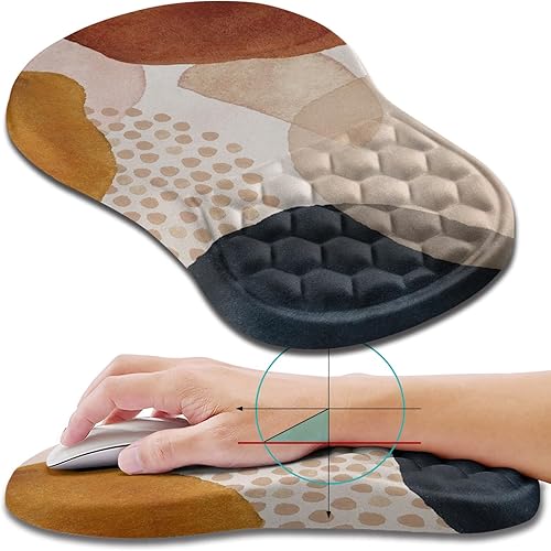 Hokafenle Alfombrilla ergonómica para mouse con soporte de muñeca, reposamuñecas para aliviar el dolor en el túnel carpiano, con espuma