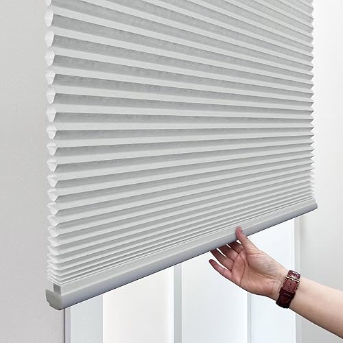 Miniatura 4 de DEZ FURNISHINGS Persiana celular inalámbrica con filtro de luz de 1.5 pulgadas, 24 pulgadas de ancho x 48 pulgadas de alto, nube gris