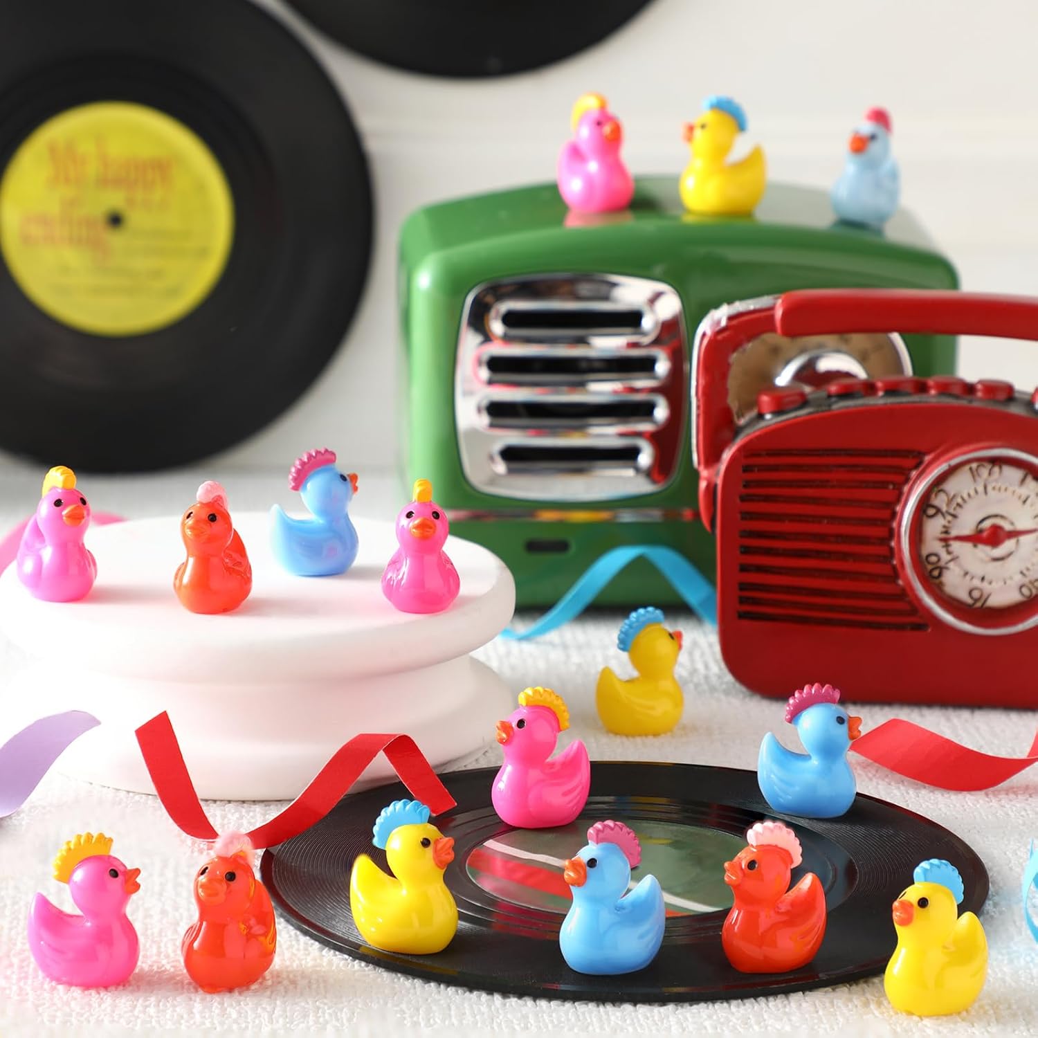 Suzile 100 Pcs Mini Punk Resin Ducks Little Rock Figures Bulk image 5