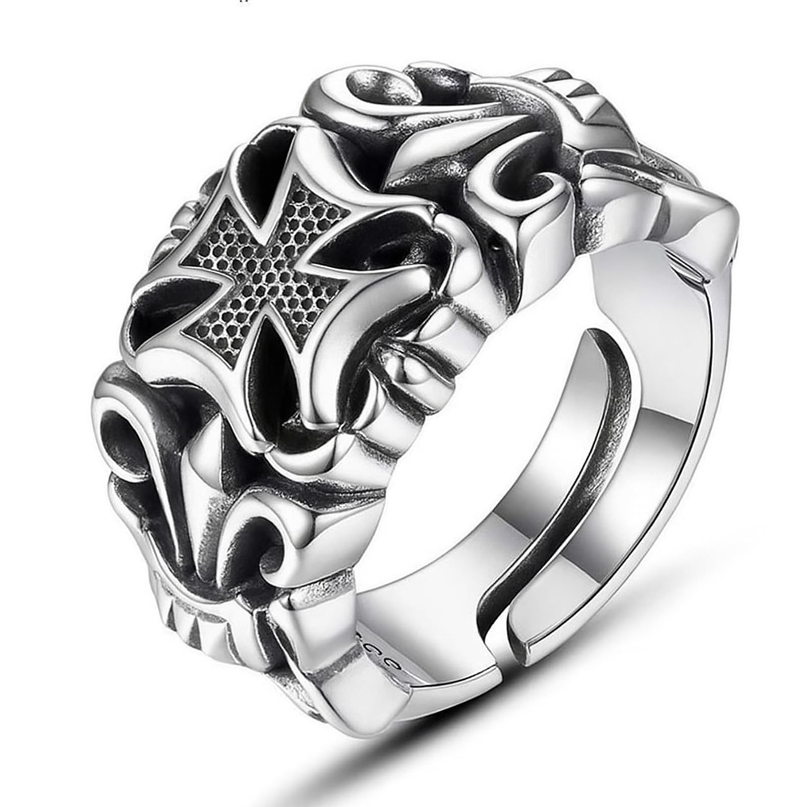 指輪 メンズ リング シルバー925メッキ 太め ごつい クロス シンプル リング レトロ ジュエリー ヴィンテージ アクセサリー