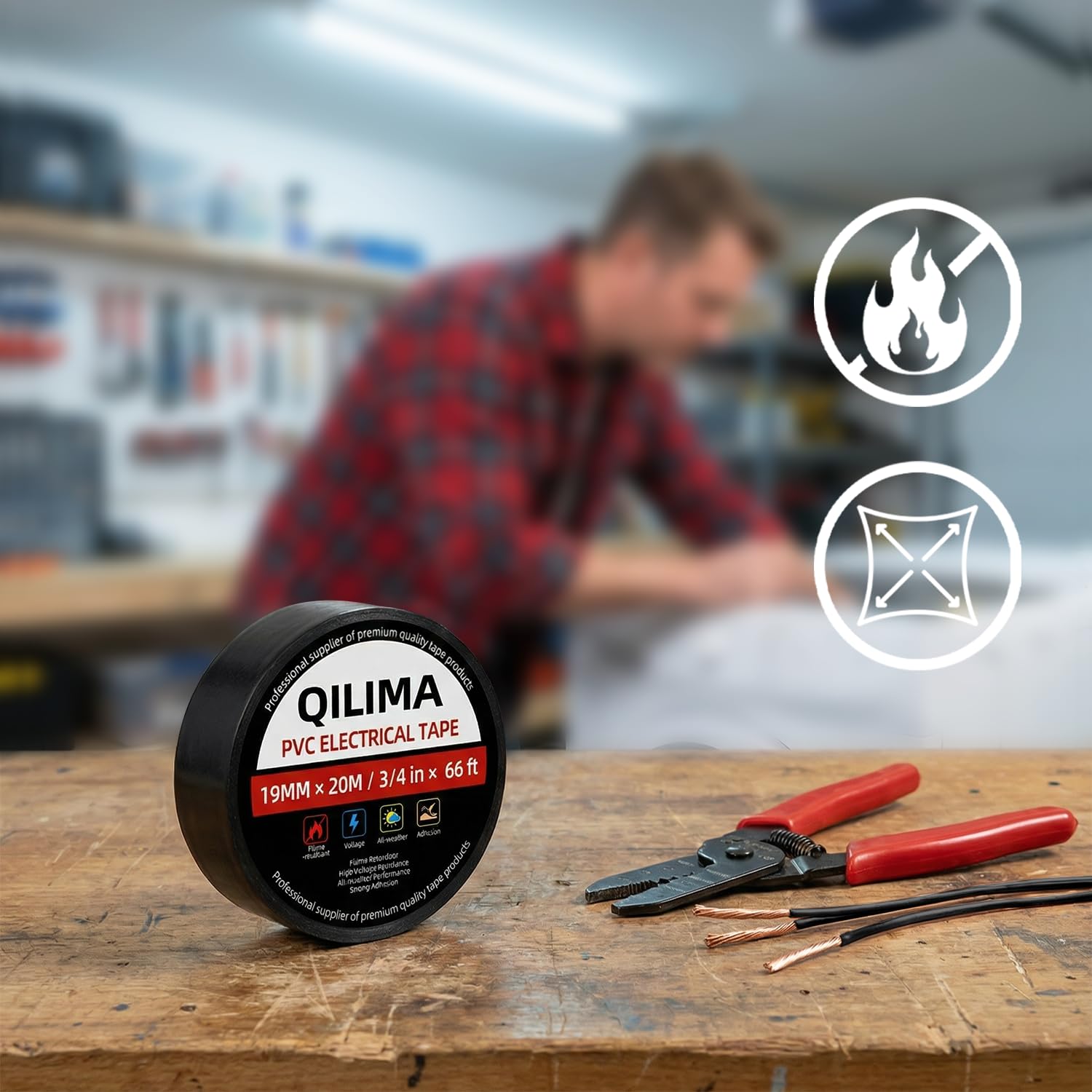 QILIMA Nastro elettrico nero, confezione da 200 rotoli, nastro in vinile resistente impermeabile per giunzioni e isolamento, ignifugo, resistente alle intemperie, per uso industriale e domestico