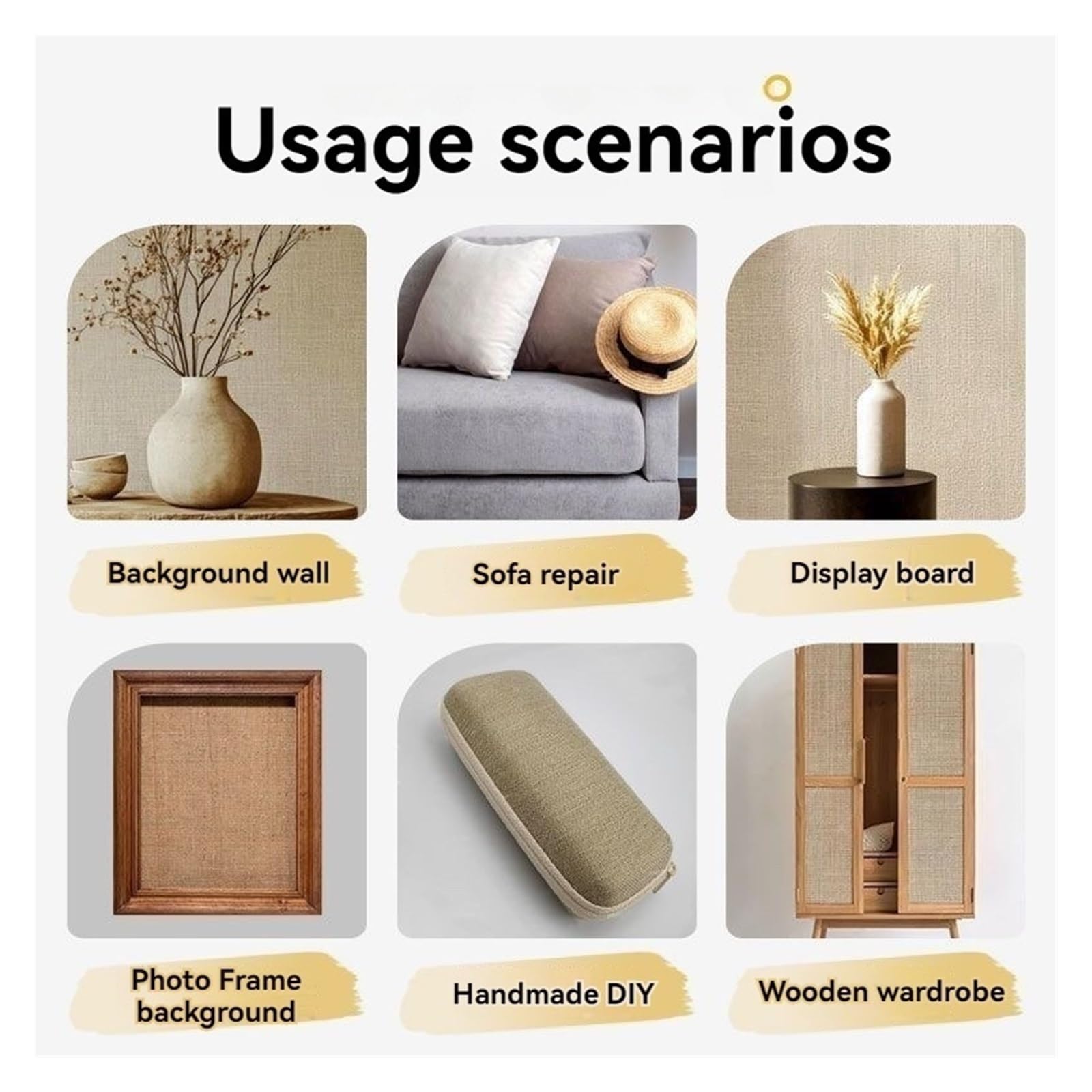 Parche Adhesivo de Tela Cinta autoadhesiva de lino for reparación muebles, parche adhesivo multiusos for sofás, asientos coche, sillas oficina y manualidades(Beige gray,50x145cm)
