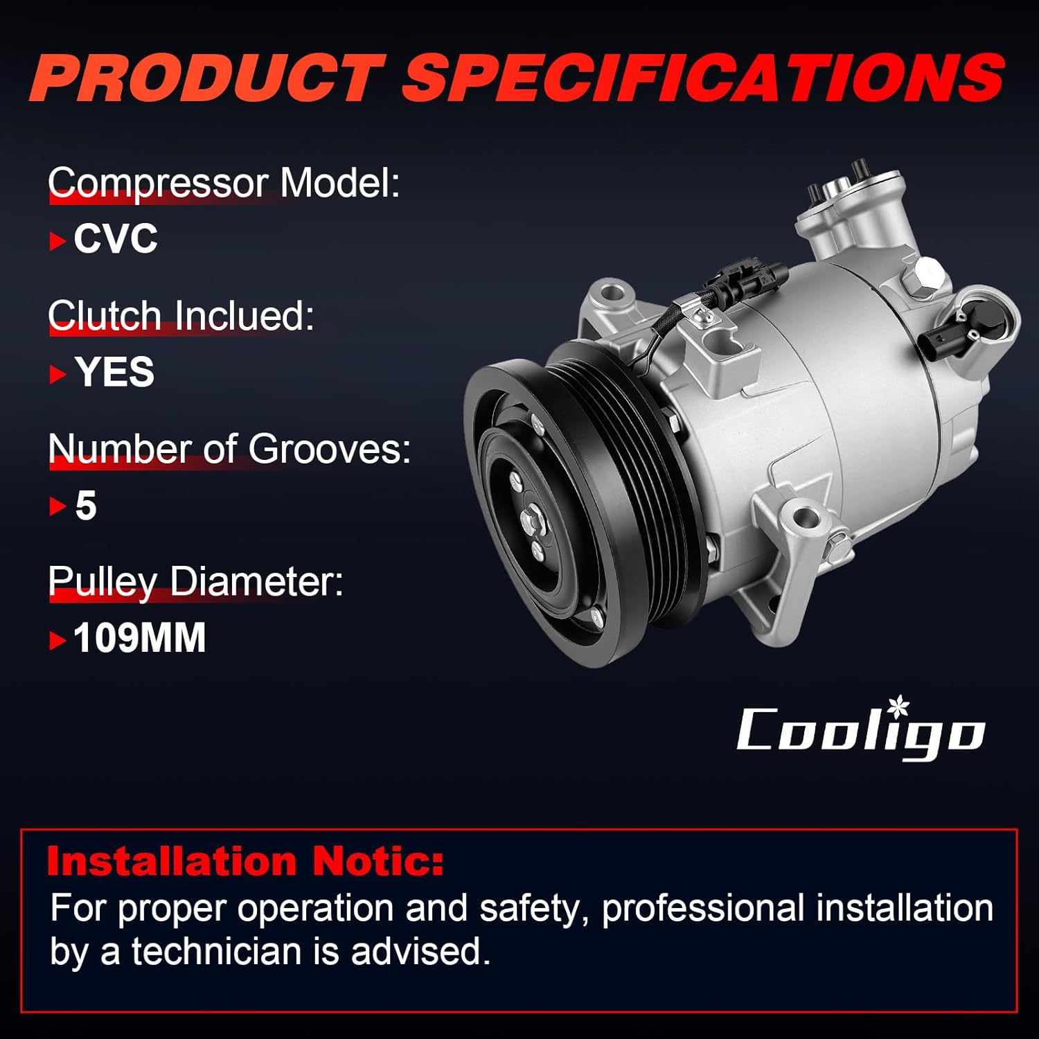 CO 11483C A/C Air Conditioner Compressor Fit for Chevrolet Equinox 2018-2020,GMC Terrain 2015-2022,Replaces 25696004,84635616