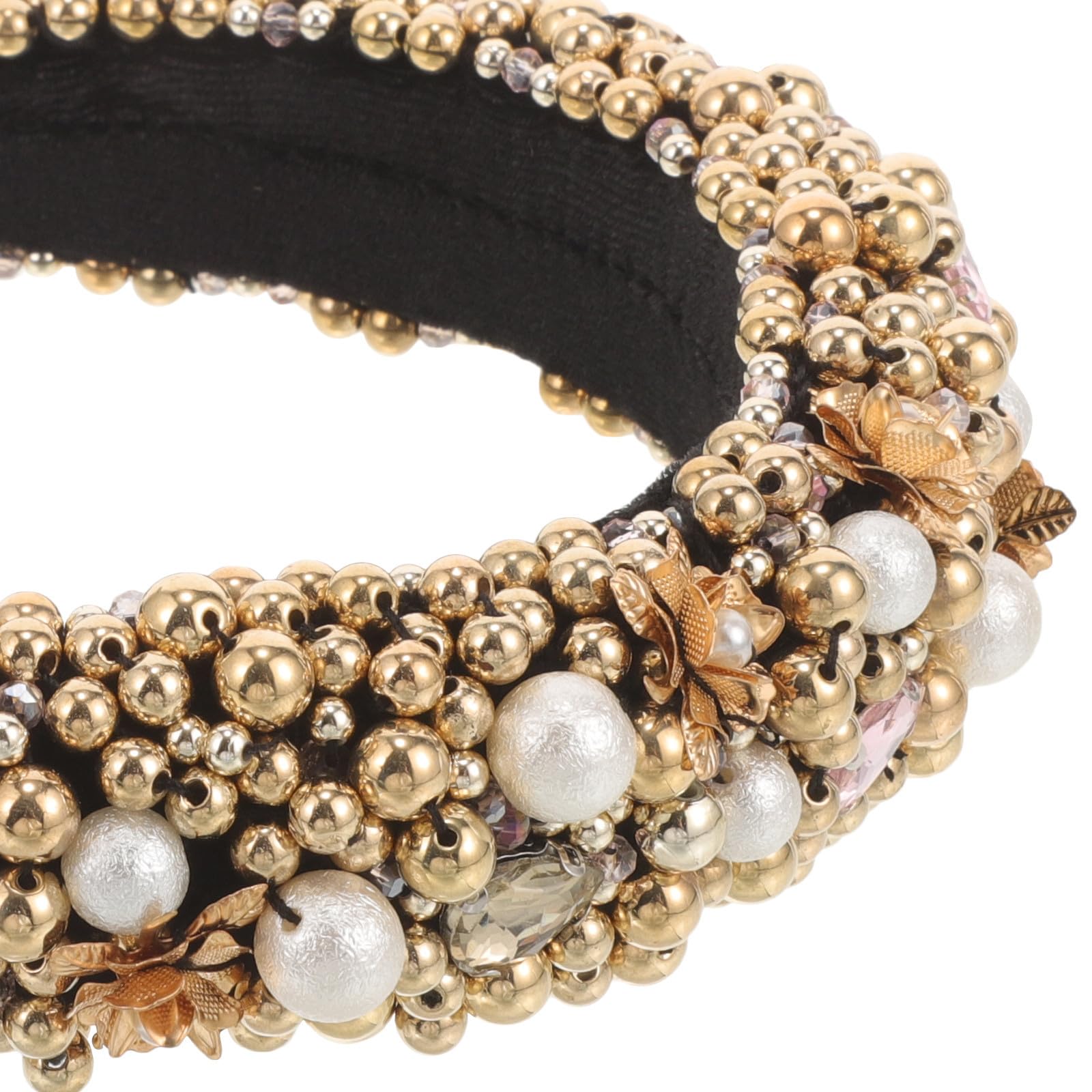 Diadema Ancha de Vidrio y Perlas Barrocas para Mujer