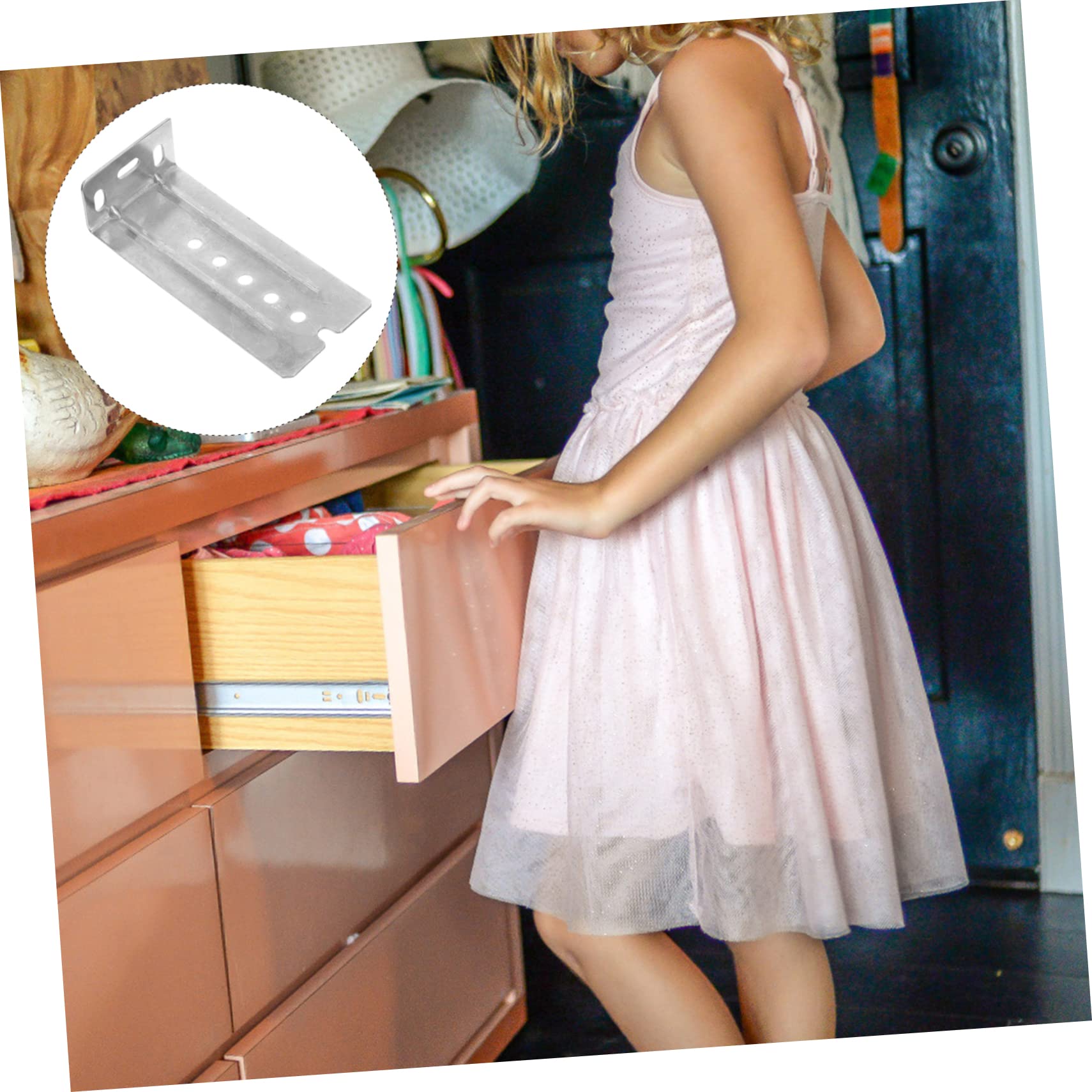 Housoutil 1 4pcs Drawer Slides Dresser Drawer Brackets Drawer Slide Bracket Drawer Slide Mounting Brackets Cabinet Drawer Soft Close Runners Self Cold Rolled Steel Hardware Rear