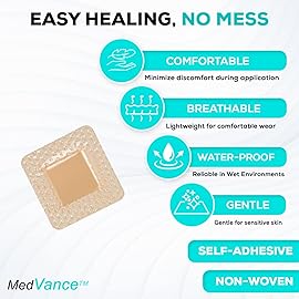 MedVanceTM Silicone - Bordered Silicone Adhesive Foam Dressing Size 2x2 (1x1 Pad), Box of 5 dressings
