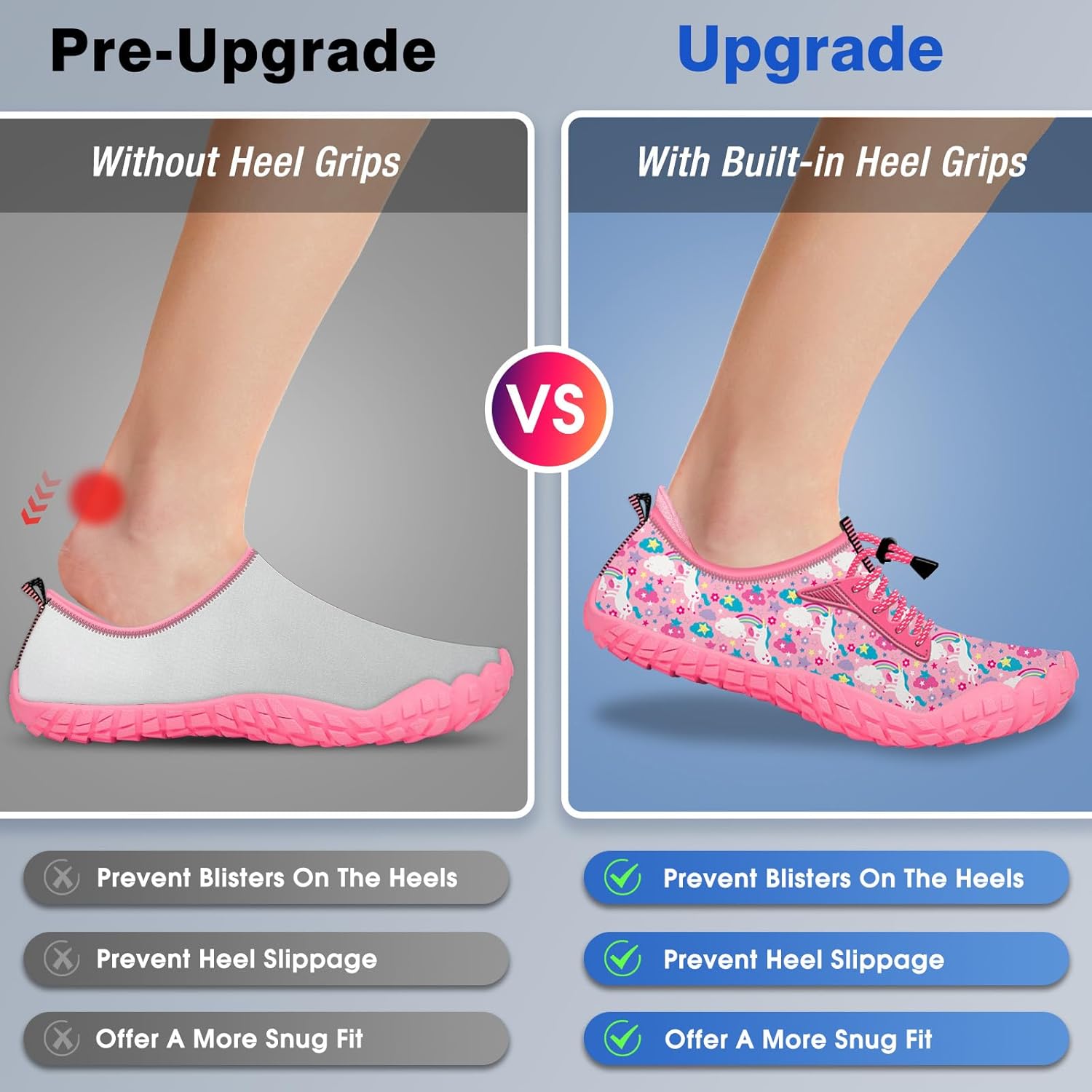 Built-in Heel Grips Water Shoes for Kids Girls Boys Hiking Wide Barefoot Swim Beach Pool Big Kid - Image 2