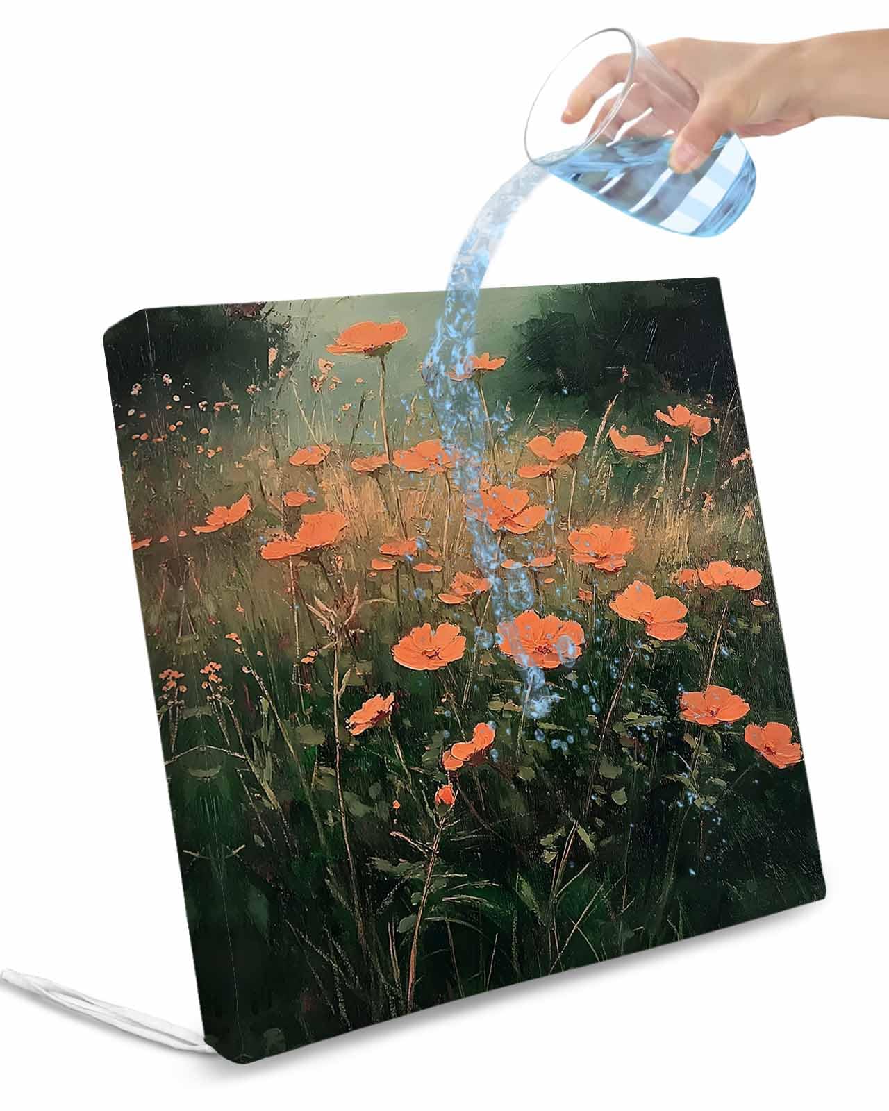 Hokiten Red Spring Floral Outdoor Cushion Chair Cover Set of 2 - Waterproof Couch Seat Covers, Modern Oil Painting Botanical Patio Furniture Protector Cushions Slipcovers for Sofa/RV, 24