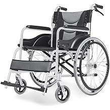 Standard Folding Wheelchair for Adults,Lightweight Transport Wheelchair with Handbrakes,Aluminum Multifunctional Manual Wheelchair,220 lbs Capacity