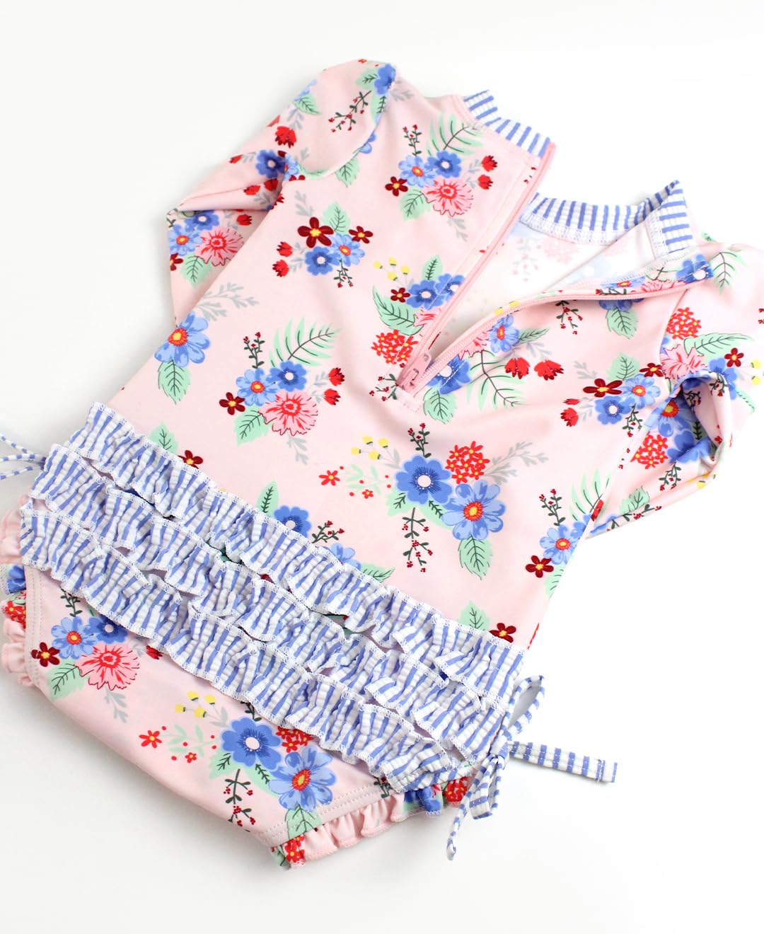 Slate Floral Ruffle Sleeve One Piece Rash Guard main image 1