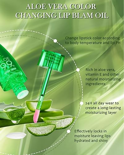 Miniatura 4 de Aloe Vera - Juego de 2 lápices labiales que cambian de color mágico, juego de regalo de lápiz labial que cambia de color, aceite de labios Glow