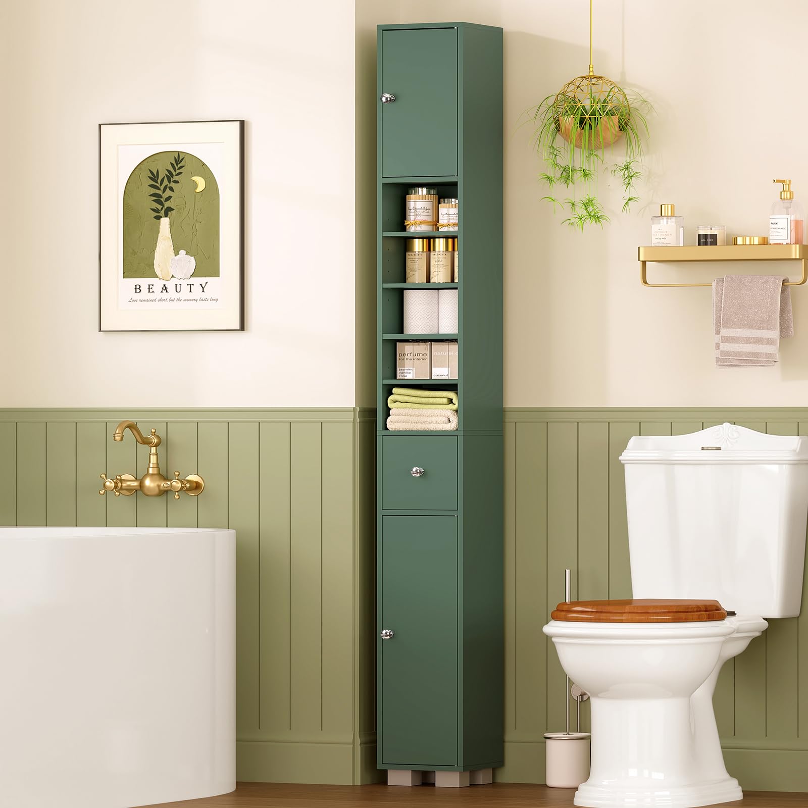 TEENFON Narrow Bathroom Storage Cabinet