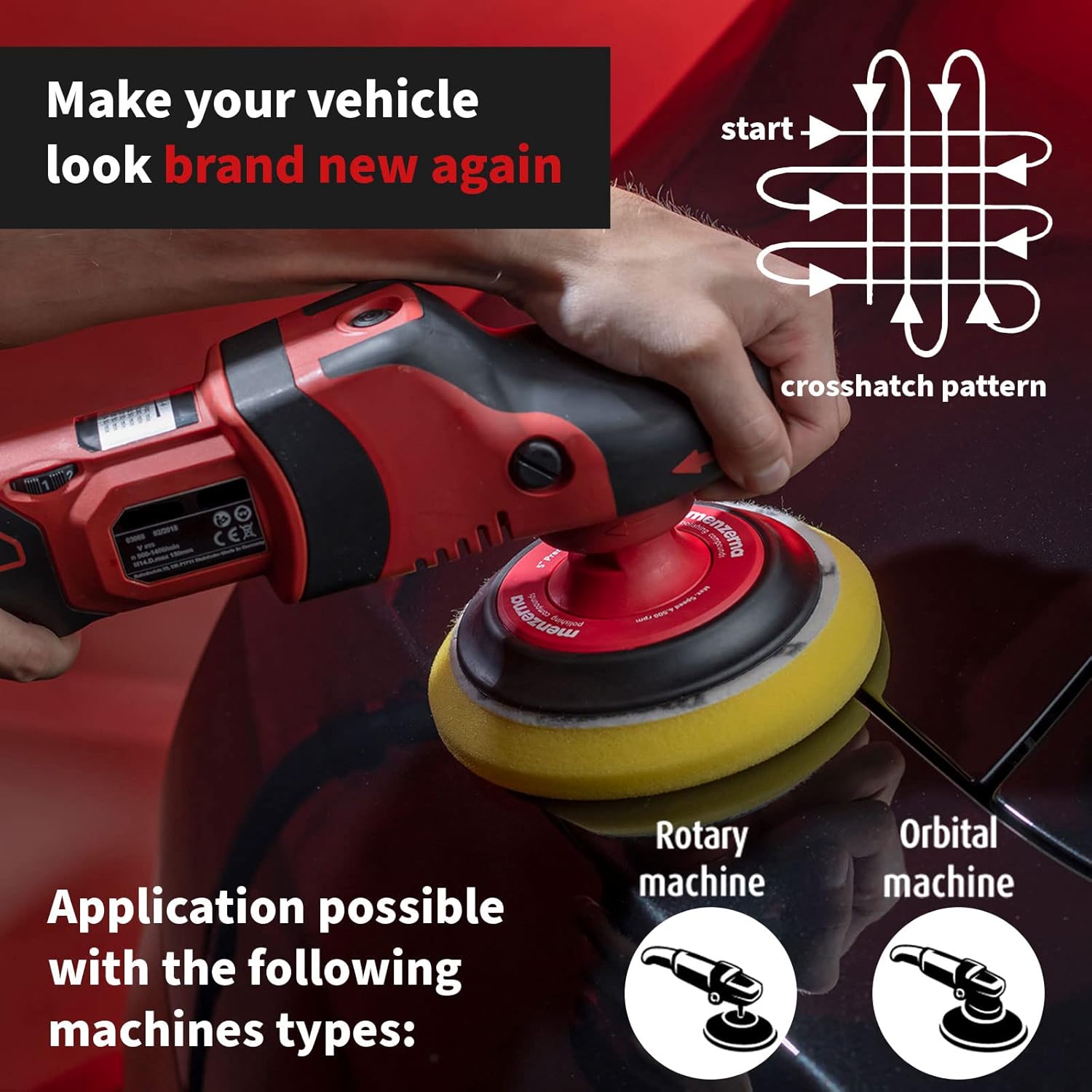 menzerna 6 Inch Polishing Pad Medium Cut for Medium Fine Polishing I Body Repair & Detailing Pads with Safety Edge & Velcro Attachment I Washable & Long Lasting I with Hole for Anti Heat Build-Up - Image 4