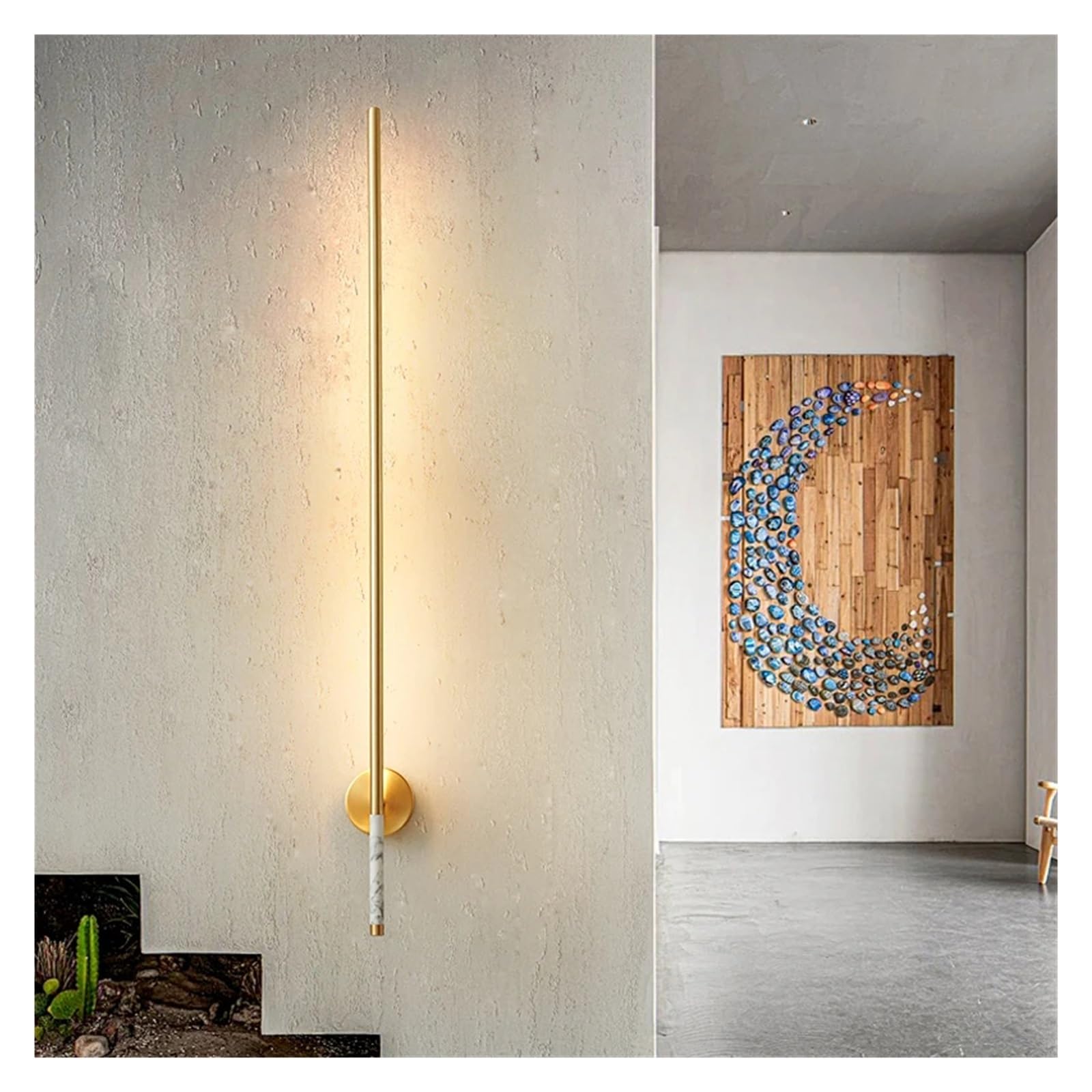 OLSKFUH Copper Wall Lamp Simple Strip Led Sconce Light Compatible With Bedroom Living Room Loft Stair Aisle Indoor Bar Wall Lamp,Warm White