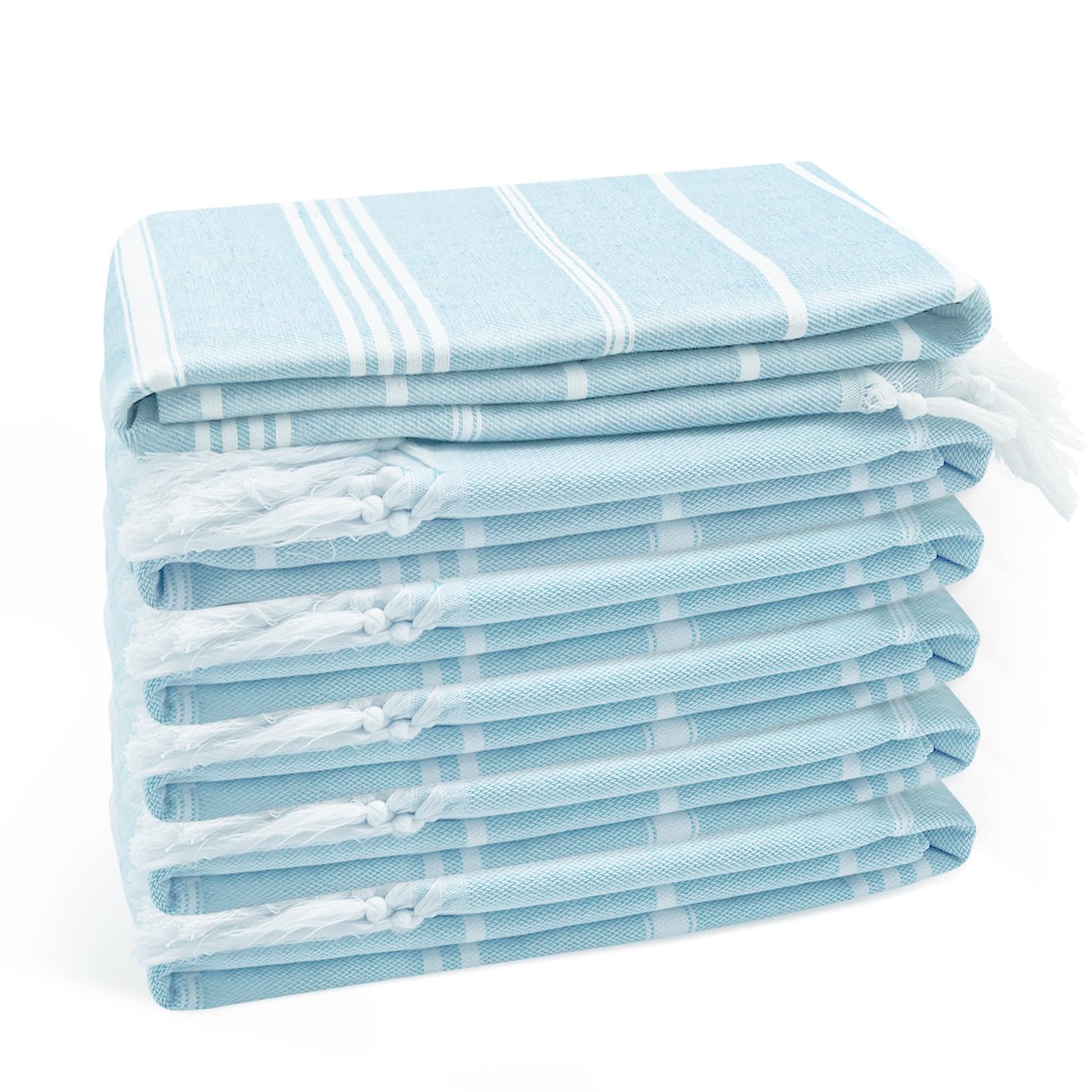 Eliamo Turkish Beach Towel Set of 6 Beach Towels Cotton Quick Dry Sand Free 36 x 71 inch Turkish Towel Oversized Lightweight Beach Towels Blue