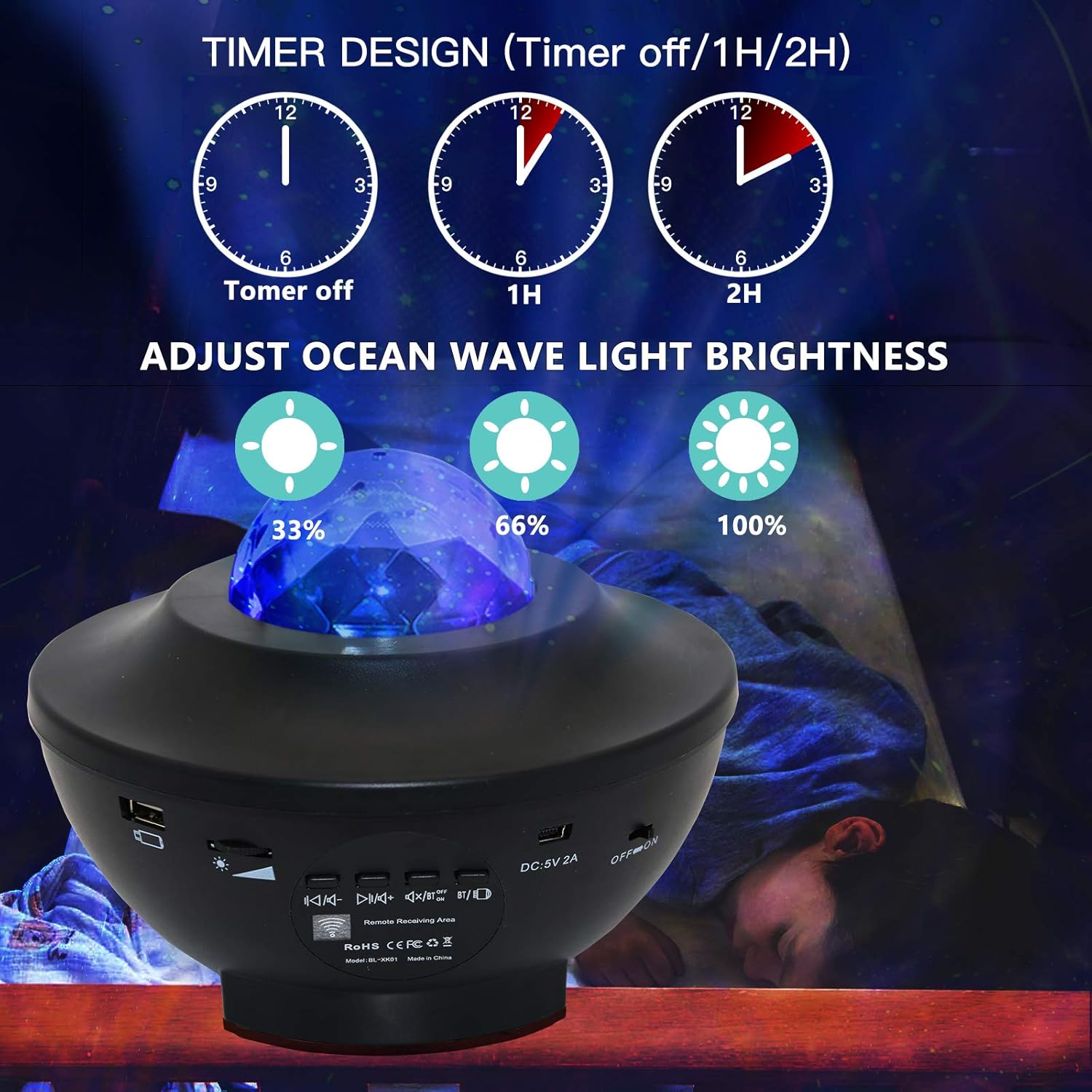 Cheapest 🛒 3in1 Star Projector Night Light Projector with LED Galaxy Ocean Wave Projector Bluetooth Music Speaker for Baby Bedroom,Game Rooms,Party,Home Theatre,Night Light Ambiance (Black)