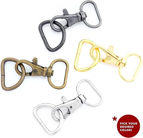 Miniatura 6 de CRAFTMEMORE Ganchos giratorios con cierre de mosquetón clásicos con anillos en D para correa de bolso, cordón de cuero, 10 juegos CSD1 (34 pulgadas,