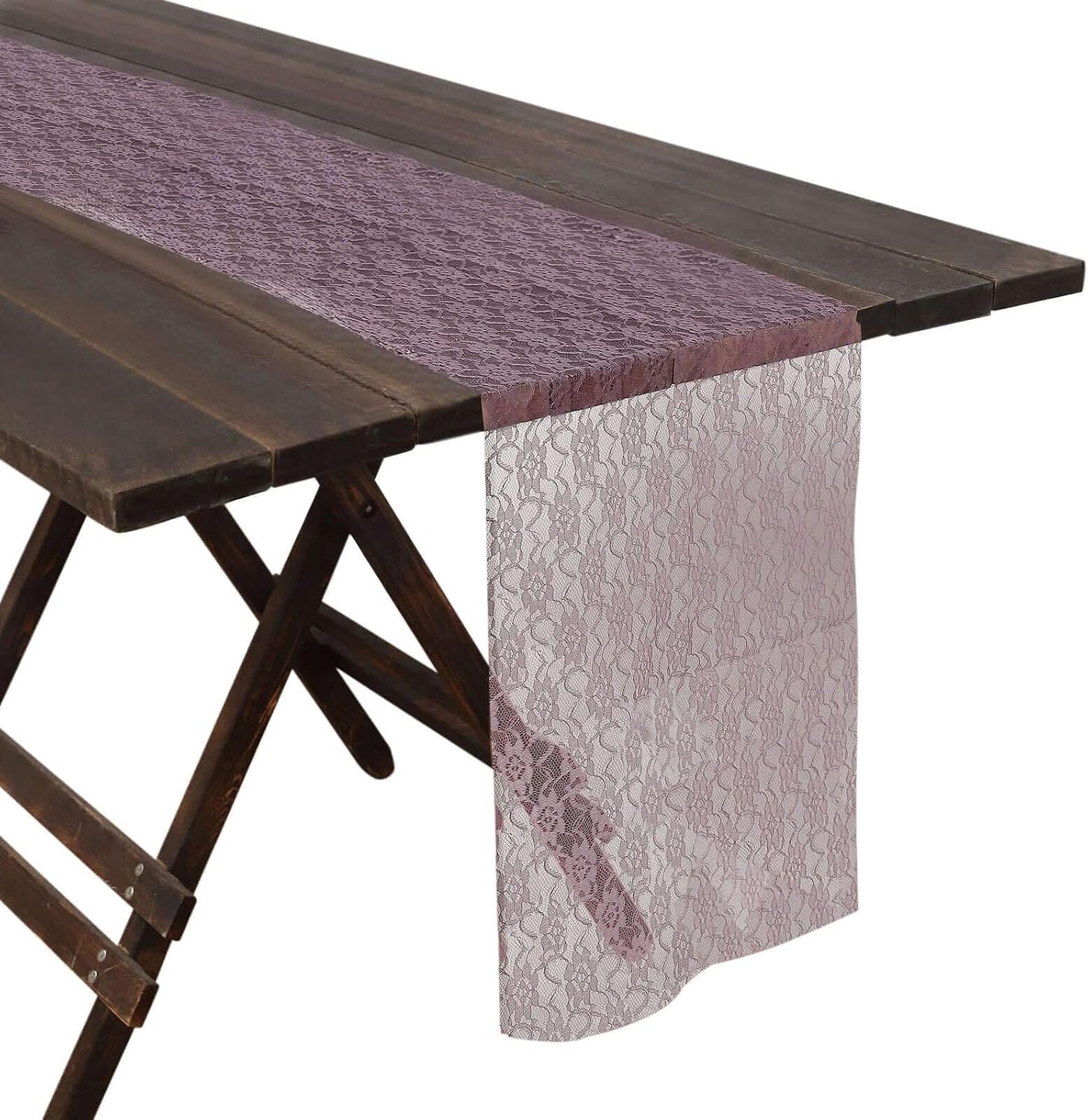 Efavormart Floral Lace Premium Table Top Runner for Weddings Birthday Party Decor Fit Rectangle and Round Table - Violet Amethyst
