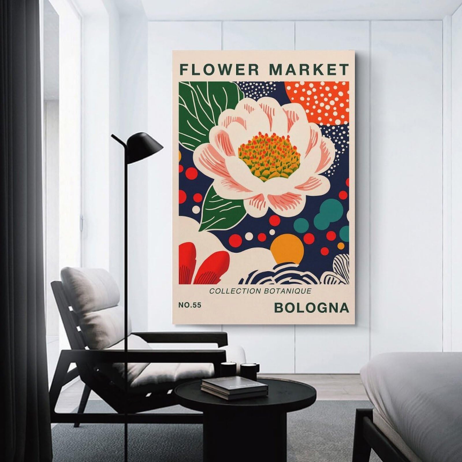 Junmoney Unframe-Style-1 Canvas Art Print Flower Market Bologna Botanical Travel Art Print, 12X18inch(30X45cm), For Office, Study Or Home Workspace, Wall Art That Adds Style To Work Areas