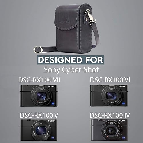 Miniatura 5 de MegaGear MG1560 - Funda de piel para cámara con correa compatible con Sony Cyber-Shot DSC-RX100 VI, DSC-RX100 V, DSC-RX100 IV, color gris