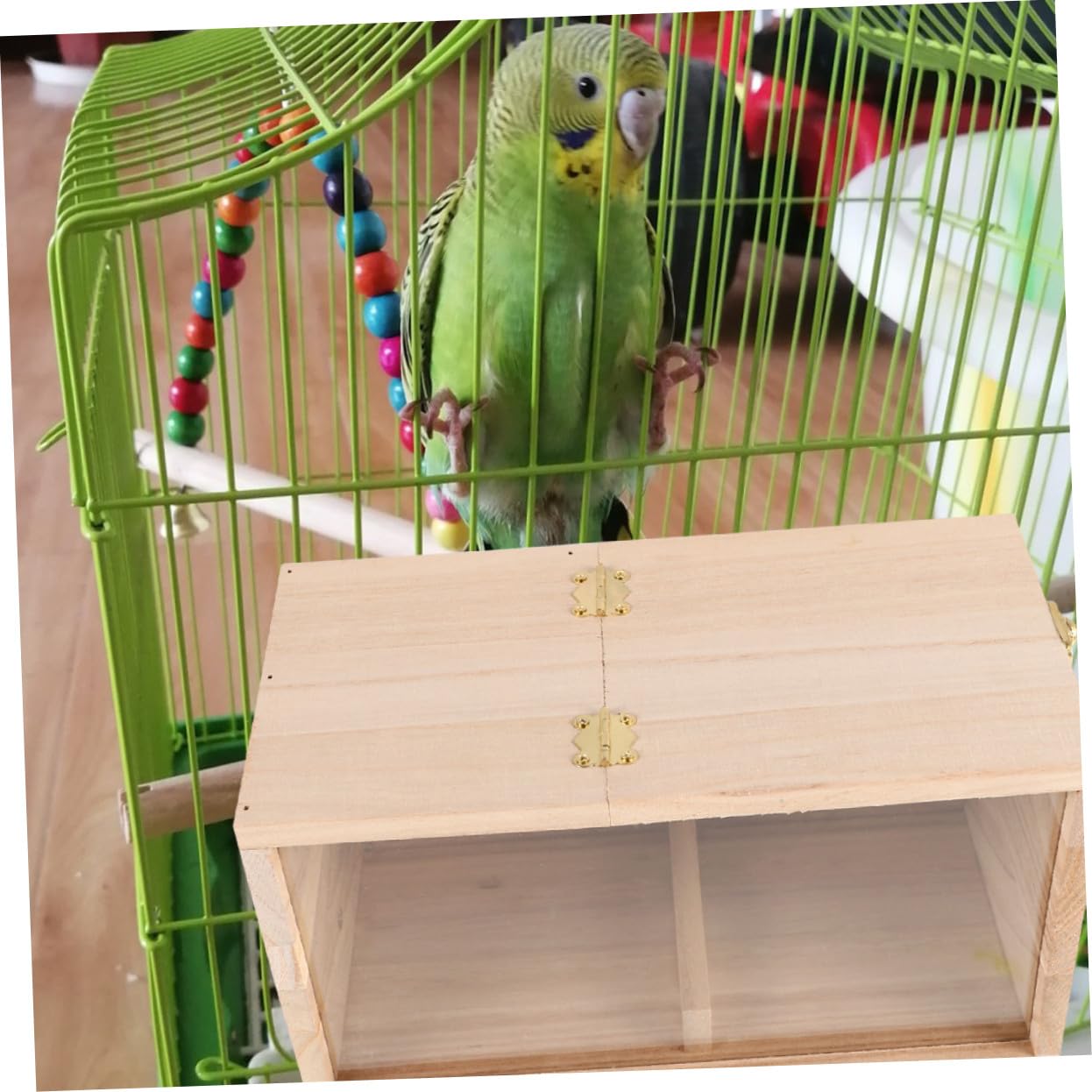 WOONEKY Caja Nido para Pájaros de Madera y Acrílico Transparente Resistente la Intemperie para Cría de Periquitos Ninfas Agapornis y Aves Pequeñas Fácil de Instalar y Limpiar