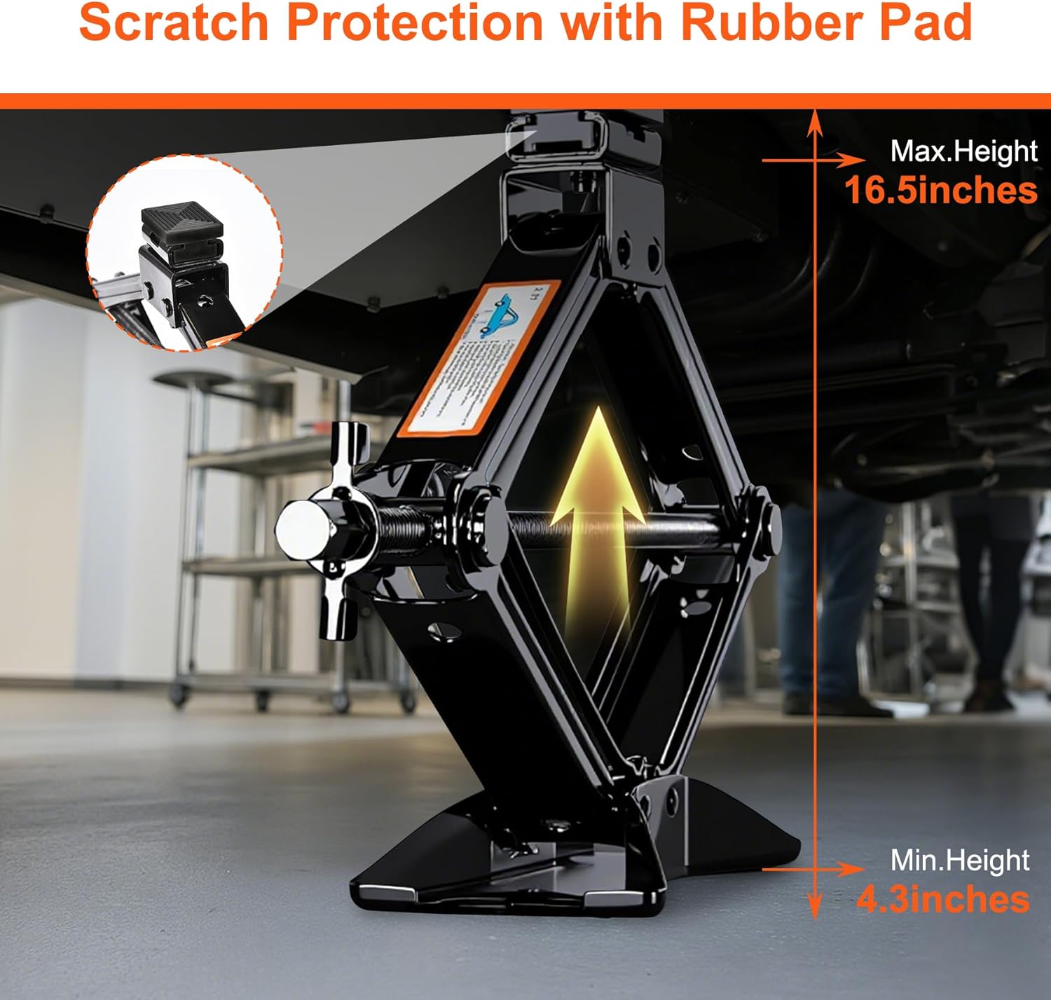 SPECILITE Scissor Jack, 2.5T(5512 Lbs), High-Strength Car Jack & Stand Kit with Rubber Pad, Tire Changing Kit with Ratchet Handle&Lug Wrench, Universal Vehicle Emergency Set for Various Models Black