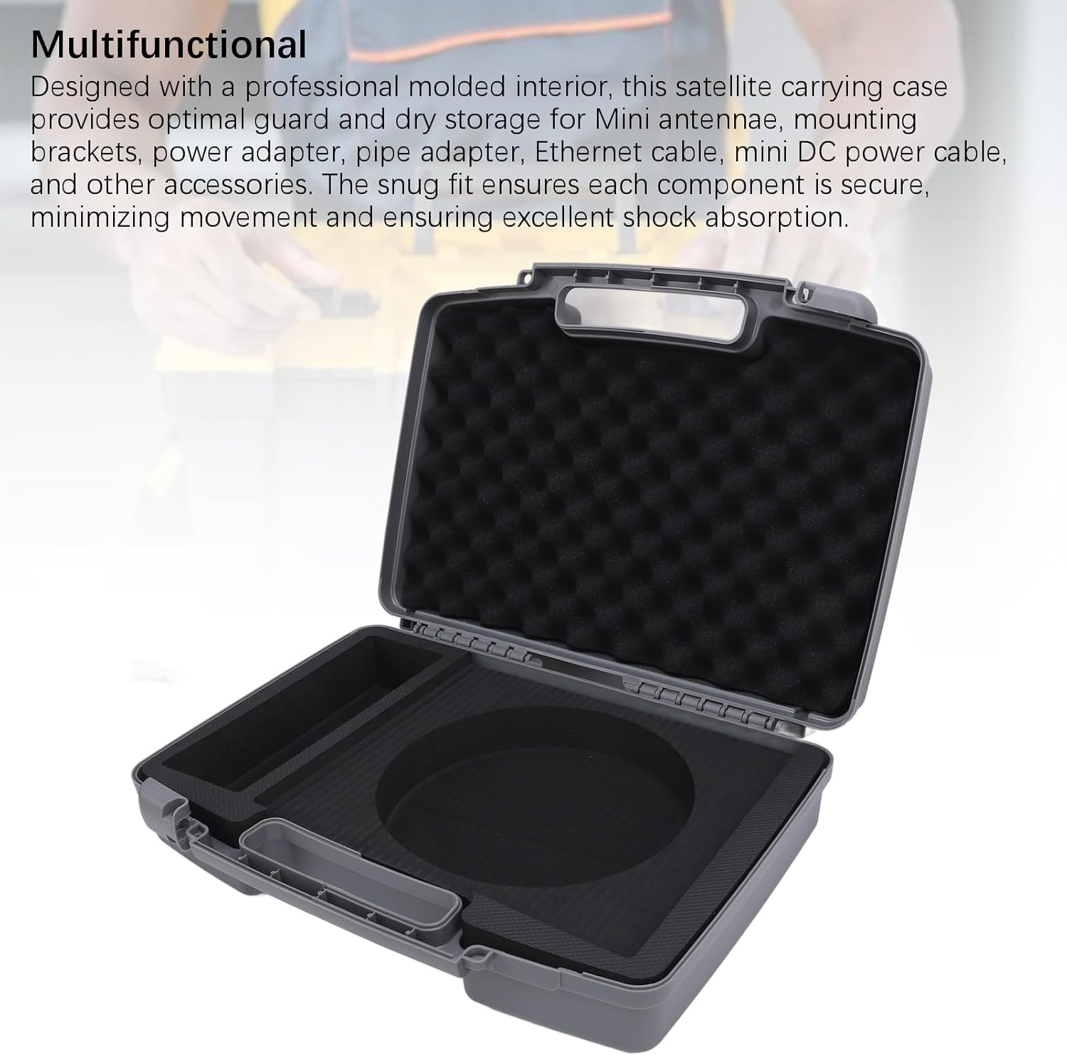 YWBL-WH Large Capacity Portable Satellite Hard Carrying Travel Case, Water Proof, Dust Proof, Abrasion with Soft Foam Interior, Compact Size and Lightweight Design