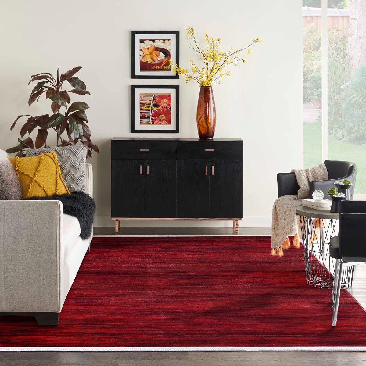Al Salem Carpetsondos collection carpet contemporary modern area rug 200 cm x 290 cm - R3 Red