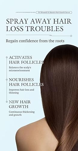 Miniatura 3 de Suero para el crecimiento del cabello con 5% de mininoxidil y queratina, fortalece las raíces, nutre el cuero cabelludo y ayuda a reducir el