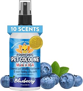 Bodhi Dog Natural Dog Cologne (Blueberry) - Premium Scented Deodorizing Pet Perfume with Conditioner for Dogs & Cats - Keeps Pets Fresh & Clean - Gentle and Safe Formula, Made in USA (4 Fl Oz) | Natural, Premium Scented, Deodorizing, with Conditioner, for Dogs & Cats