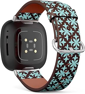 CJBROES Replacement Leather Watch Band, Compatible with Fitbit Versa 3 and Fitbit Sense of Wristband Bracelet Accessory - Pattern Design