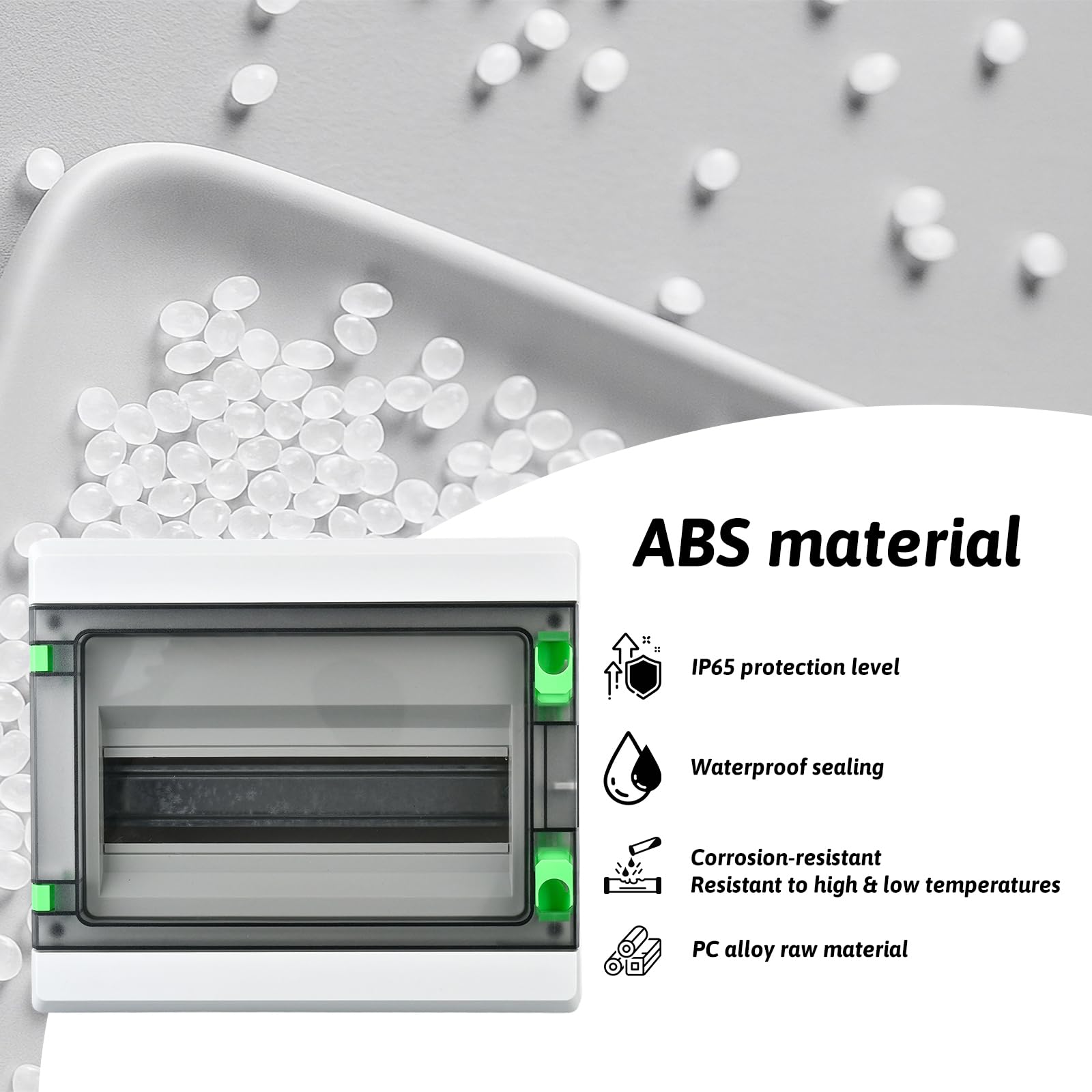 Scatola di distribuzione dell'alimentazione a 12 vie, impermeabile, IP65 PC/ABS con coperchio trasparente, sbarre e guida DIN per interruttore miniaturizzato – uso interno/esterno