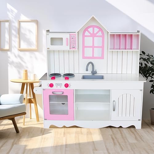 Miniatura 5 de WoodenEdu Juego de cocina para niños de 3 a 8 años, juego de cocina de madera para niños, juego de cocina de chef para niños pequeños, juguetes de