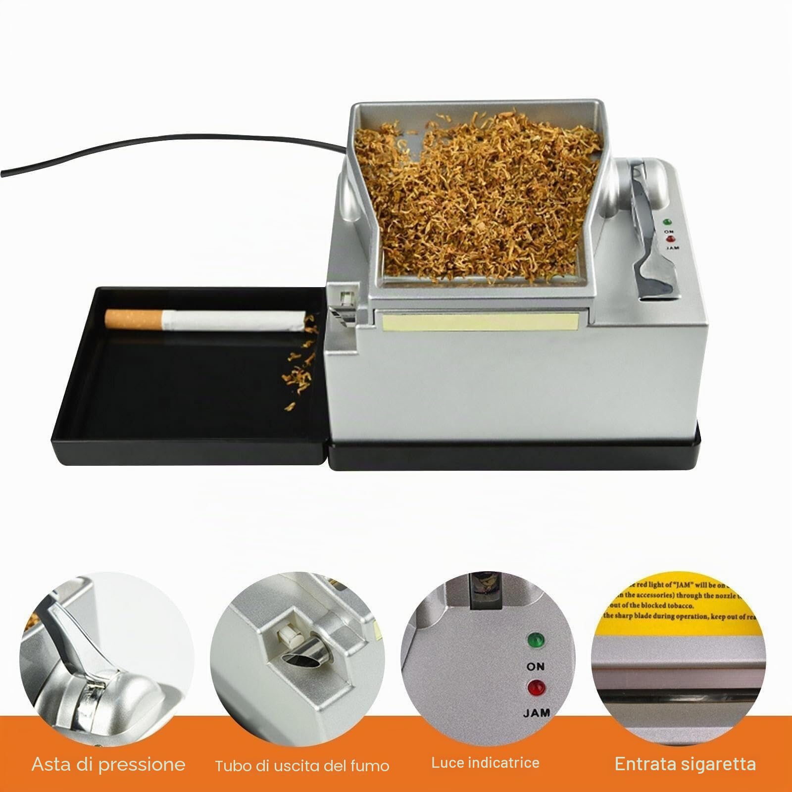 Macchina elettrica per rollare sigarette, completamente automatica, modello 8.0, con custodia, indicatore luminoso, regalo per marito e papà, design leggero e resistente